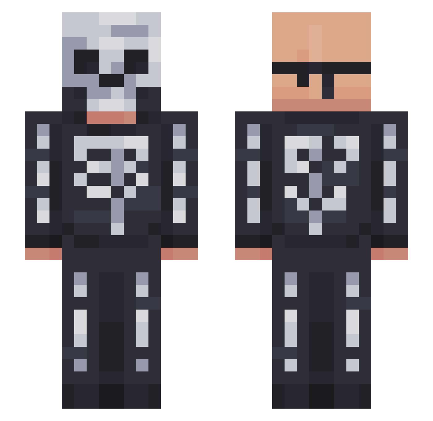 Npdowgs Minecraft skin, front and back view