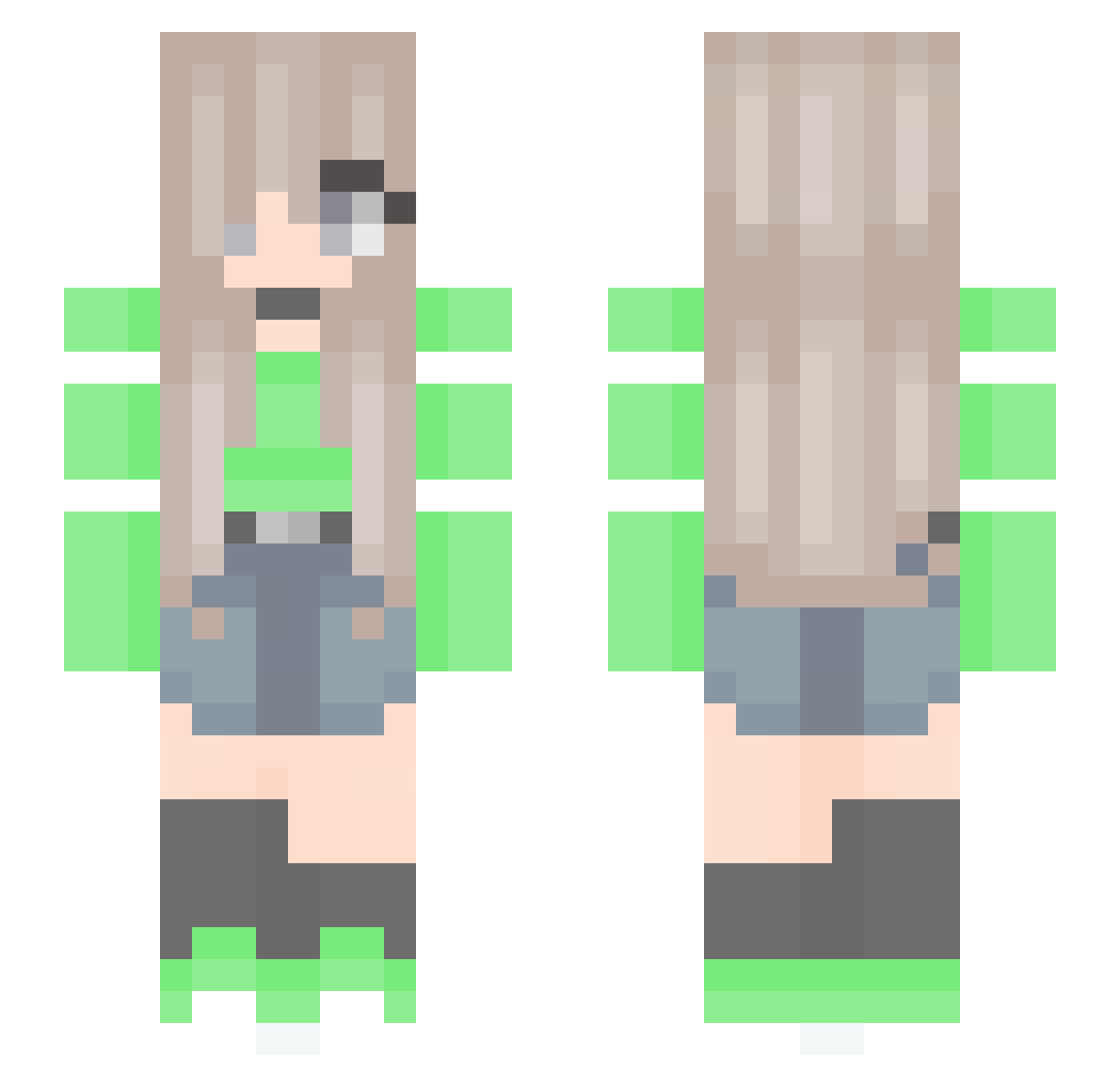 Oceanxscapes Minecraft skin, front and back view