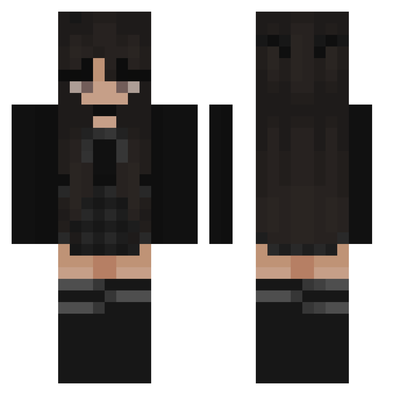 gracieegirl Minecraft skin, front and back view