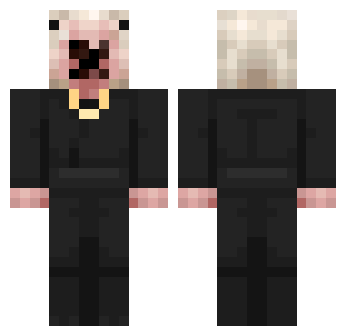 hroo Minecraft skin, front and back view