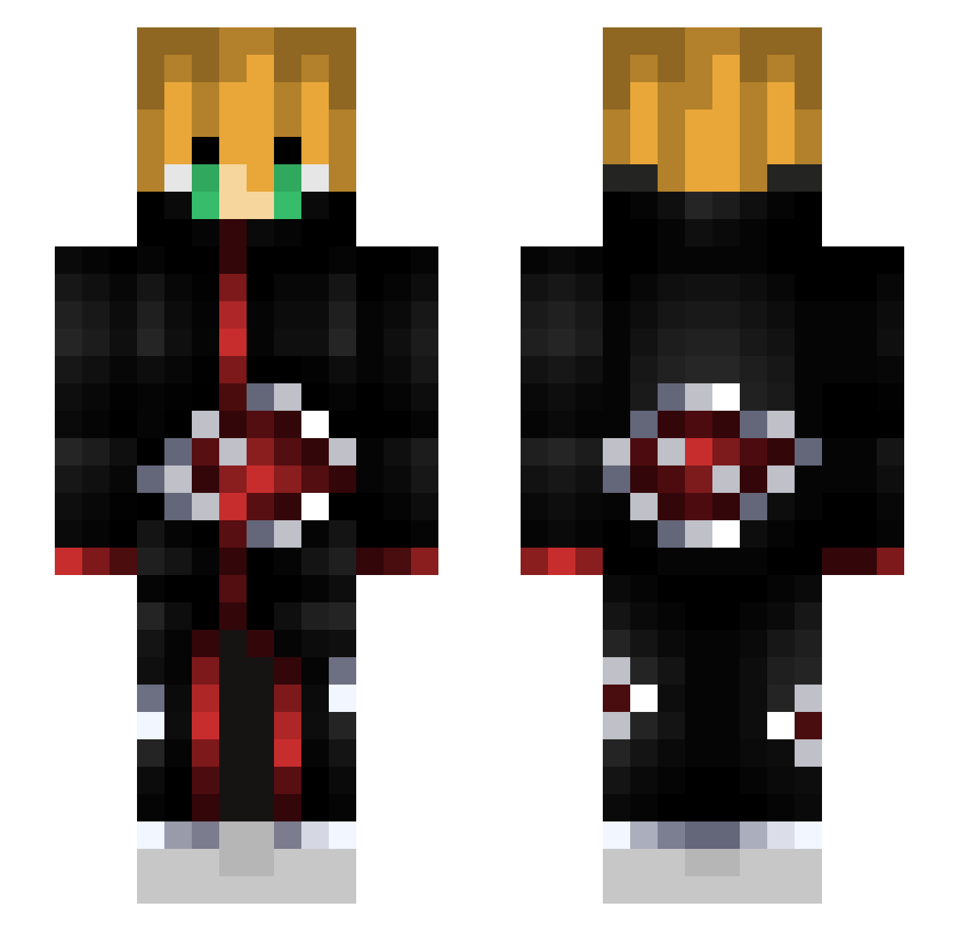 TheRealOculus Minecraft skin, front and back view