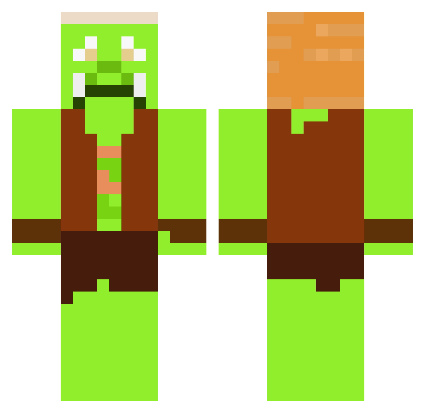 MoronicMinds Minecraft skin, front and back view