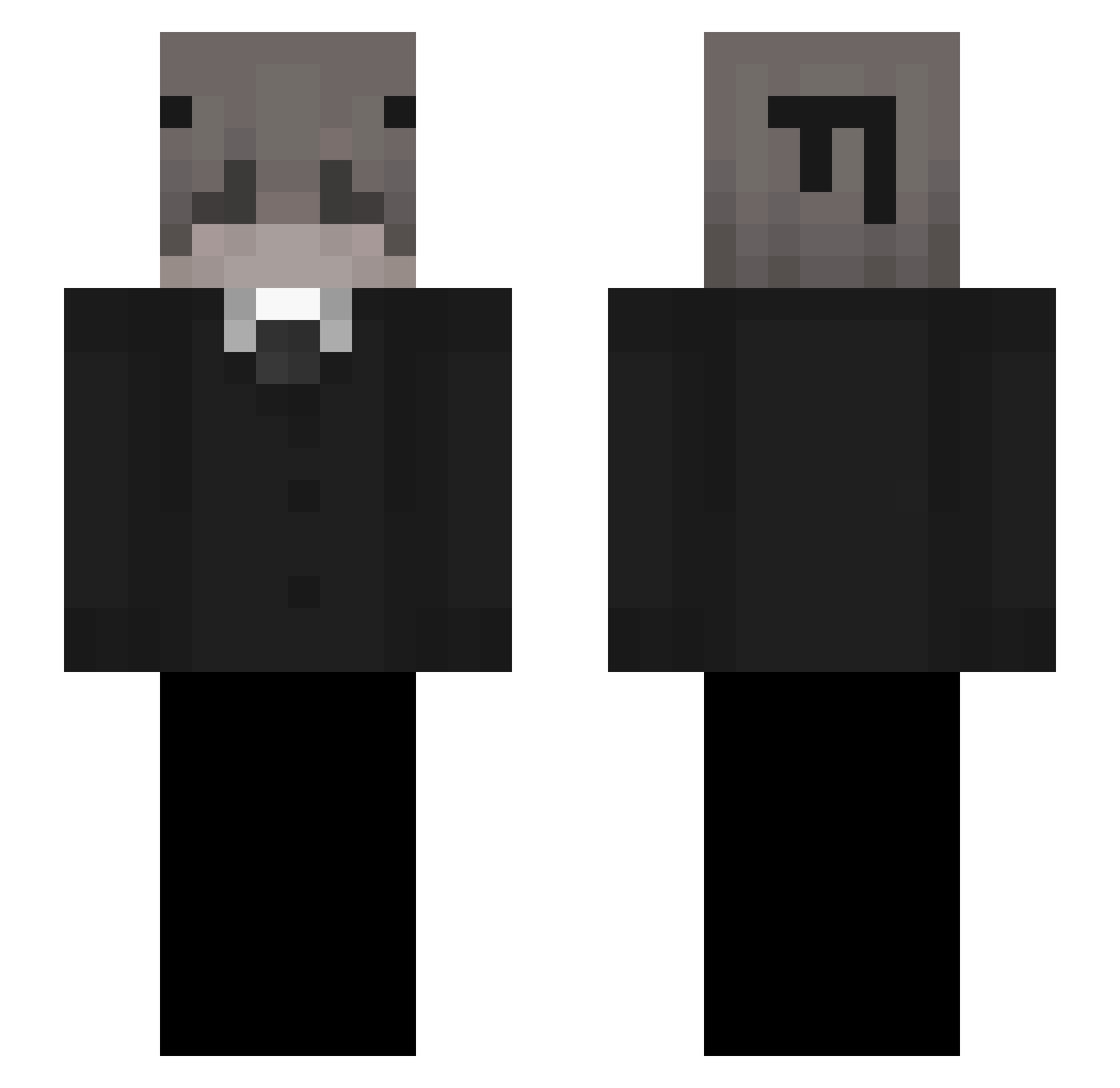 zKlapp Minecraft skin, front and back view