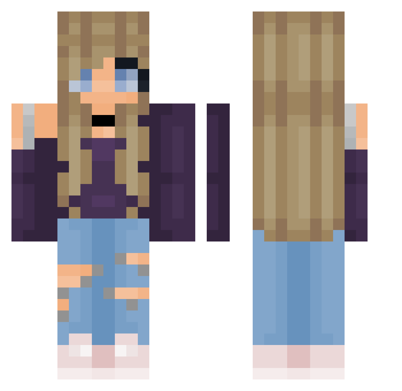 Buffyb Minecraft skin, front and back view