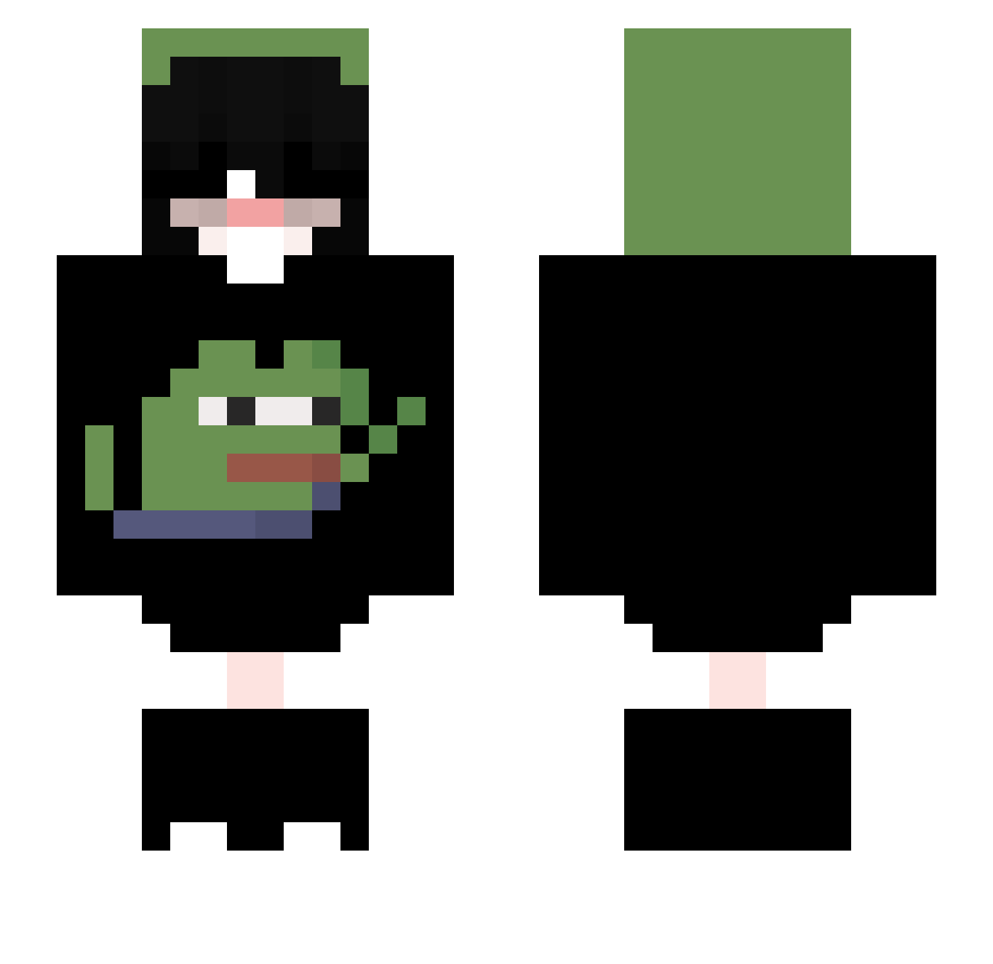 sheveley Minecraft skin, front and back view