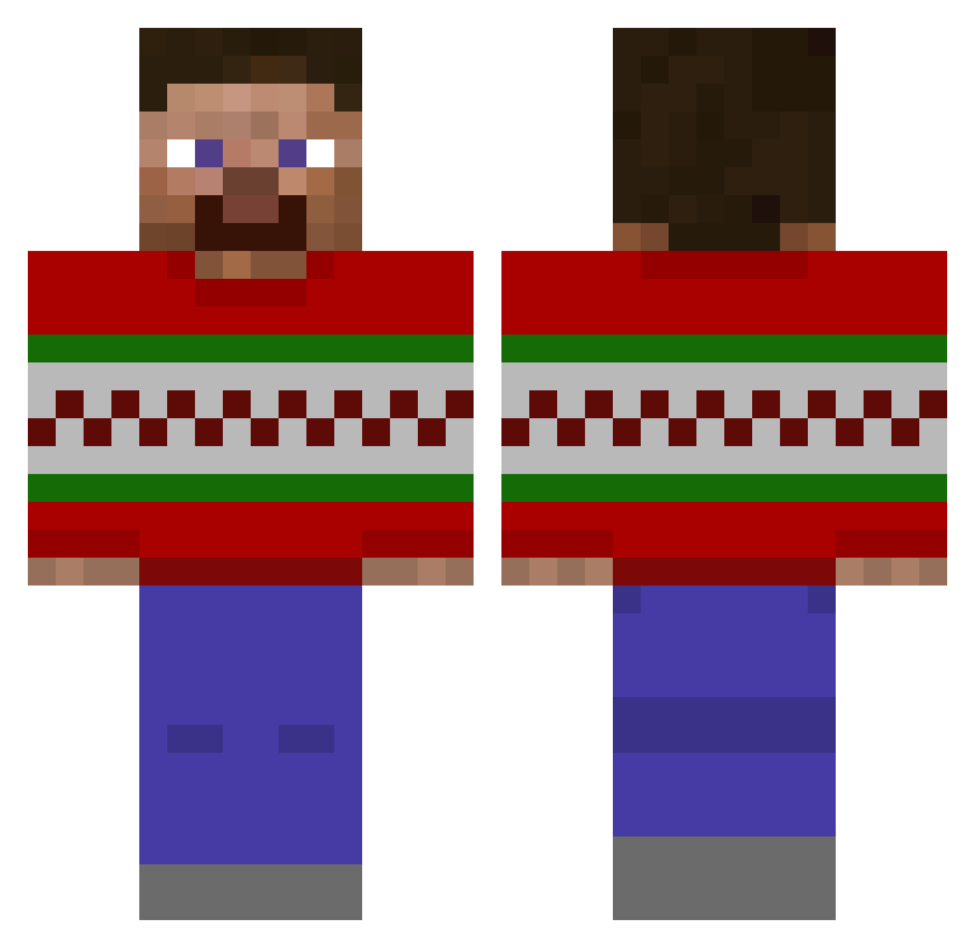 rroguero Minecraft skin, front and back view