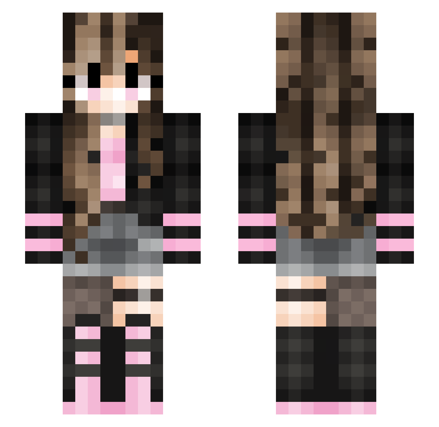 UncannilyTeeters Minecraft skin, front and back view
