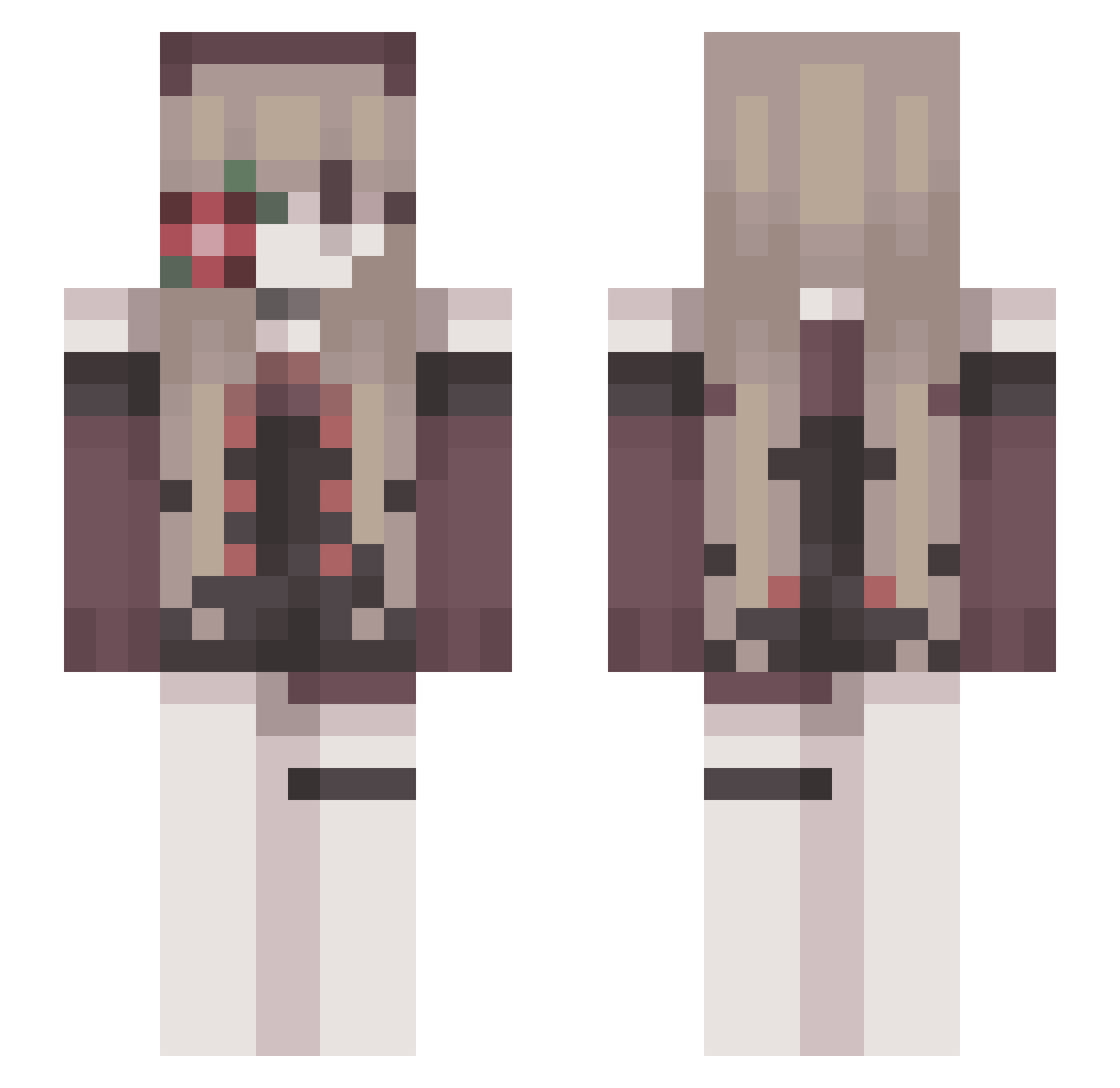 rellyyroo Minecraft skin, front and back view