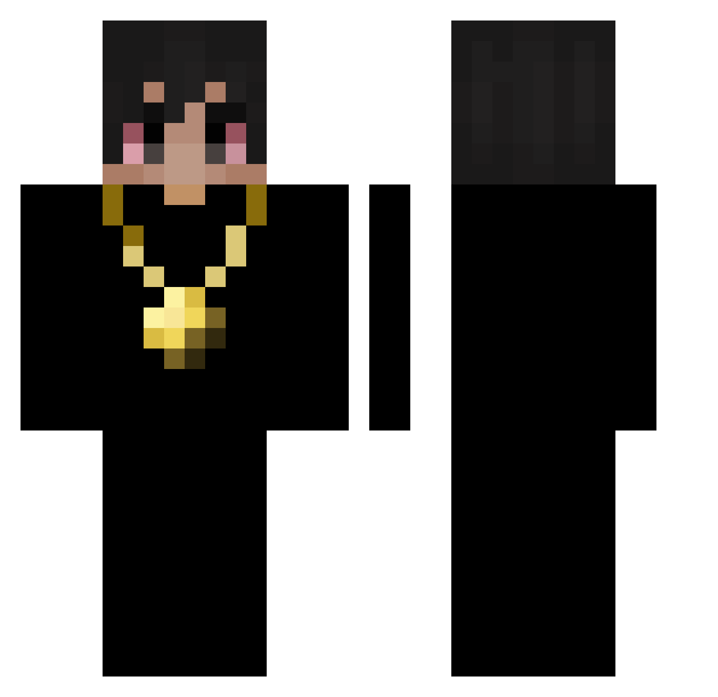 tqln Minecraft skin, front and back view
