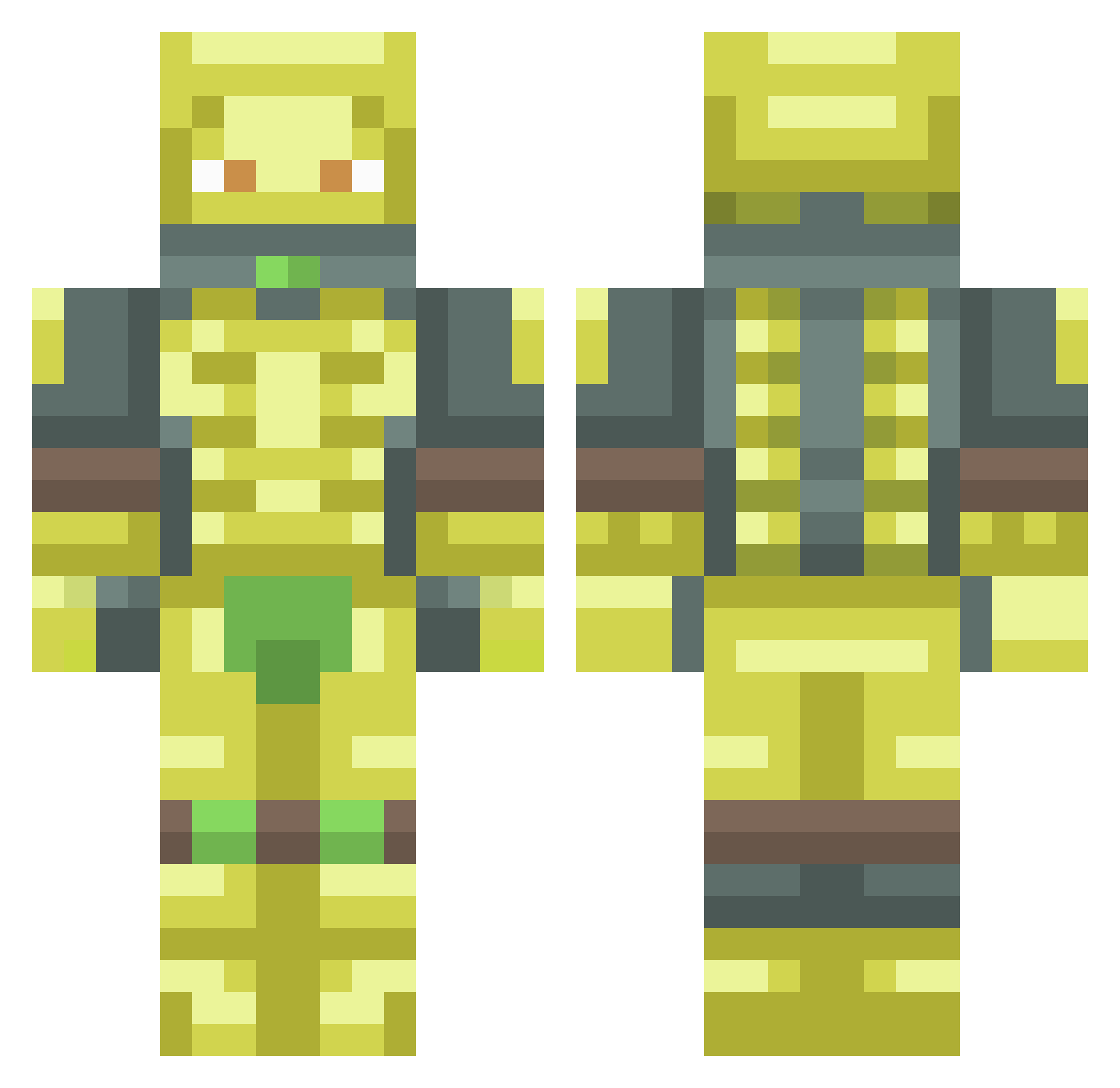 Fantq Minecraft skin, front and back view