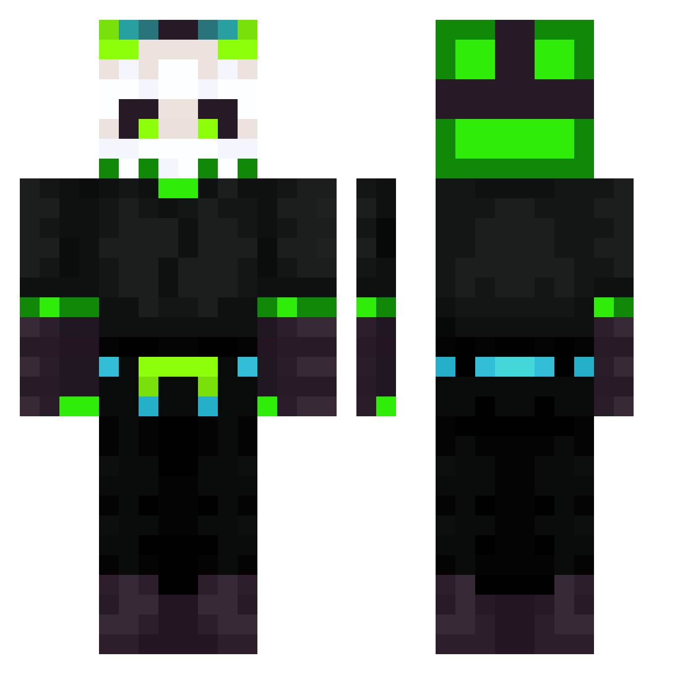 Rogerexus Minecraft skin, front and back view