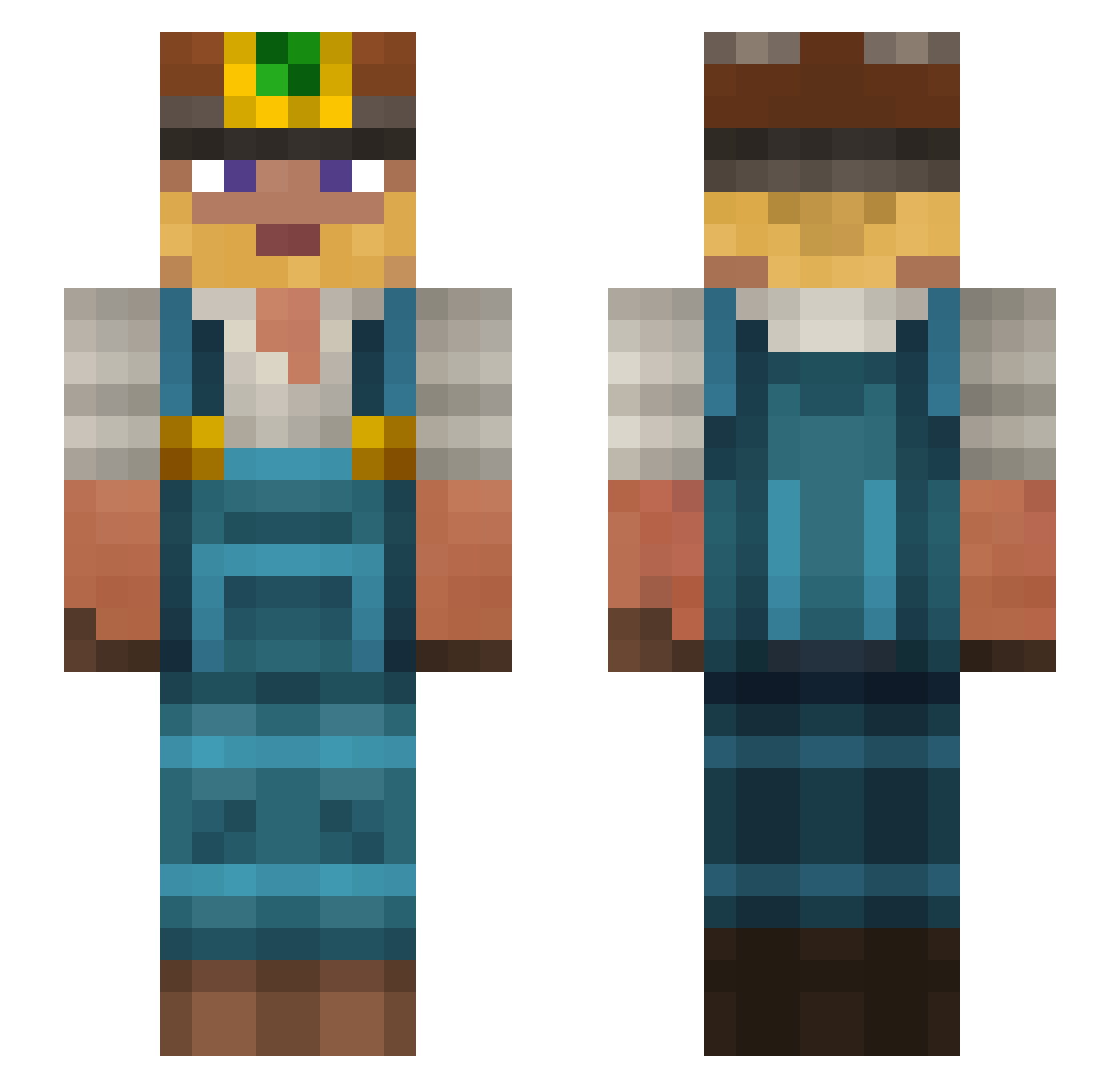 Kontelas Minecraft skin, front and back view