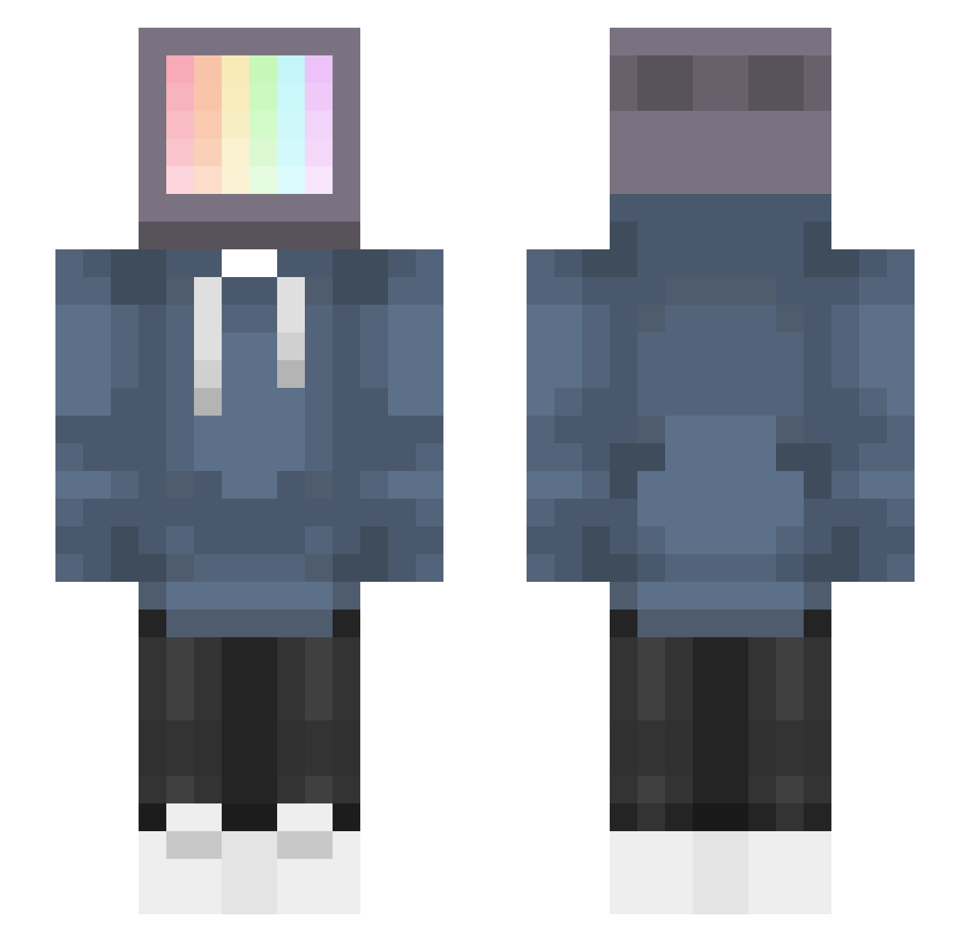 SadCroissant Minecraft skin, front and back view