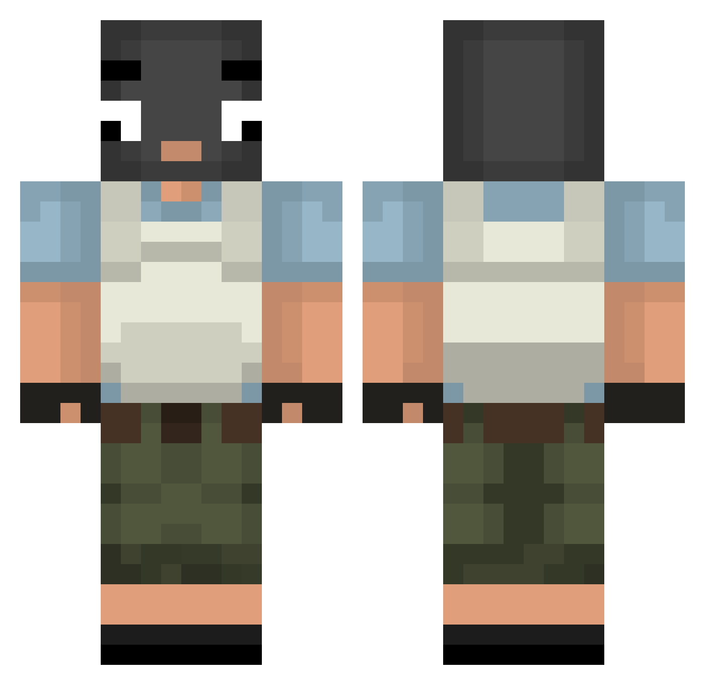 DreifachKarotte Minecraft skin, front and back view