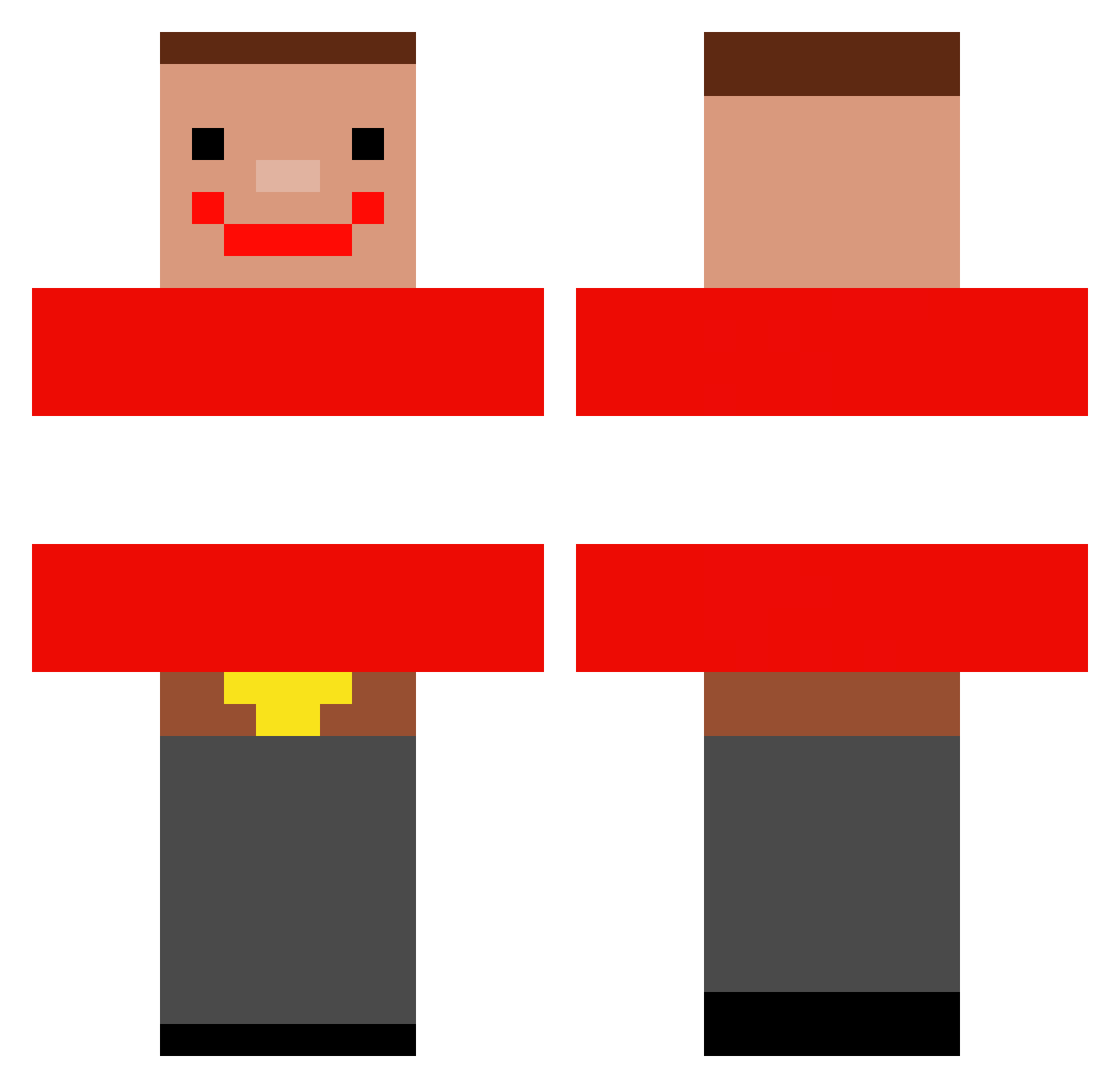 nerooks Minecraft skin, front and back view