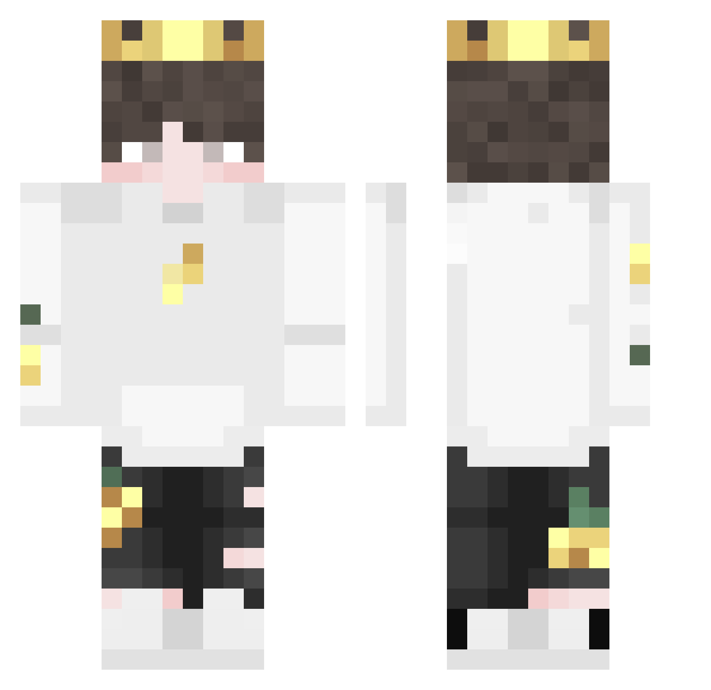 Crystalicite Minecraft skin, front and back view