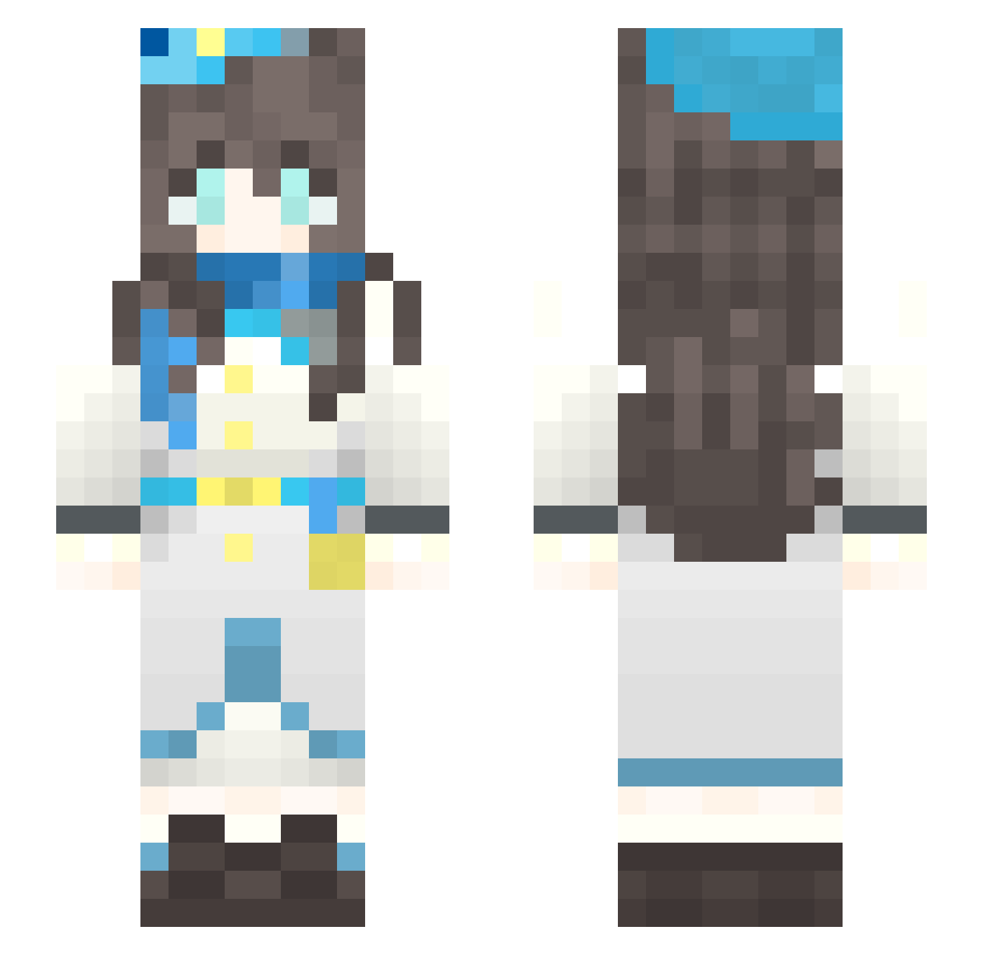 MinakamiYuki1 Minecraft skin, front and back view