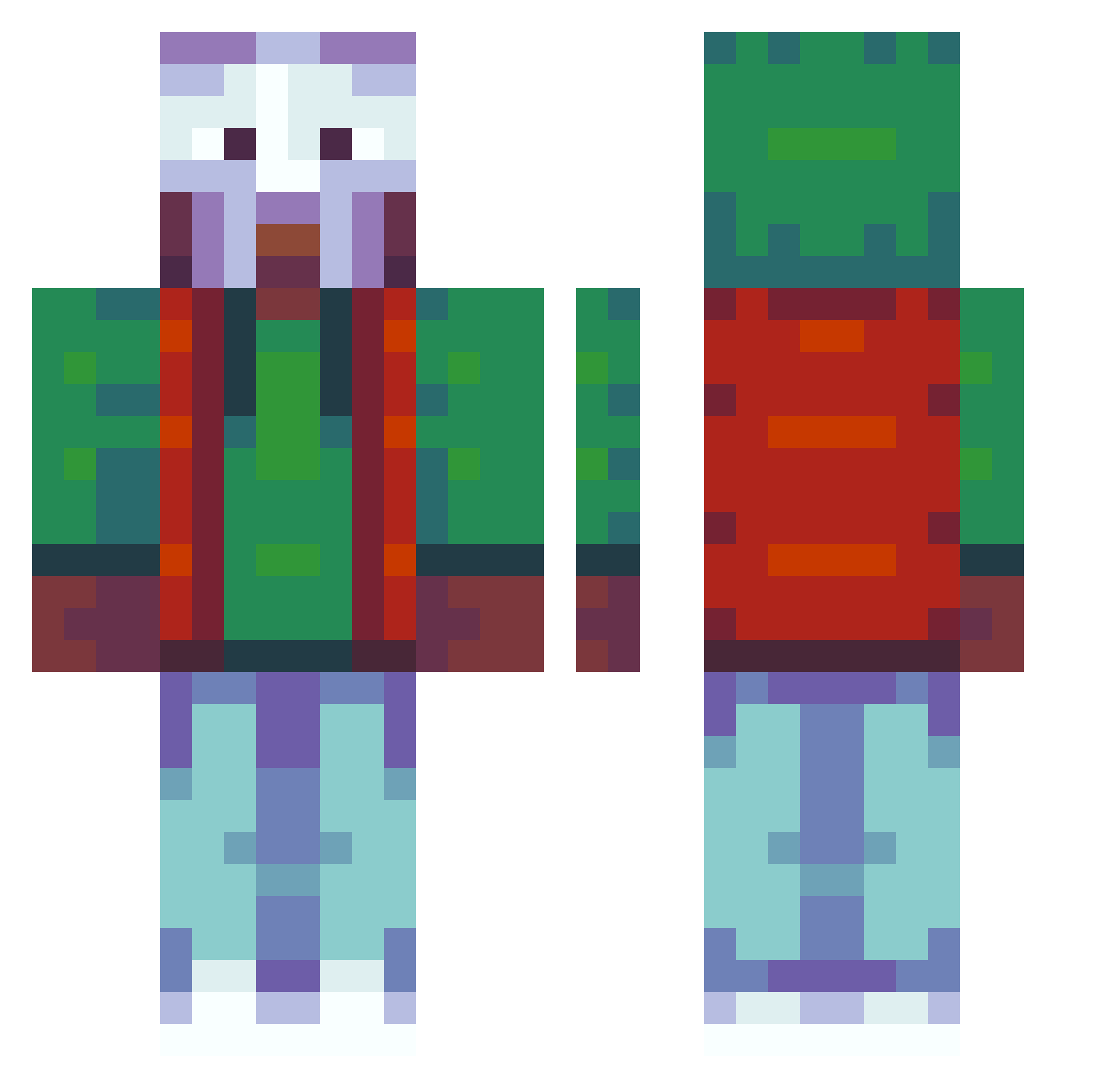 Julian2401 Minecraft skin, front and back view