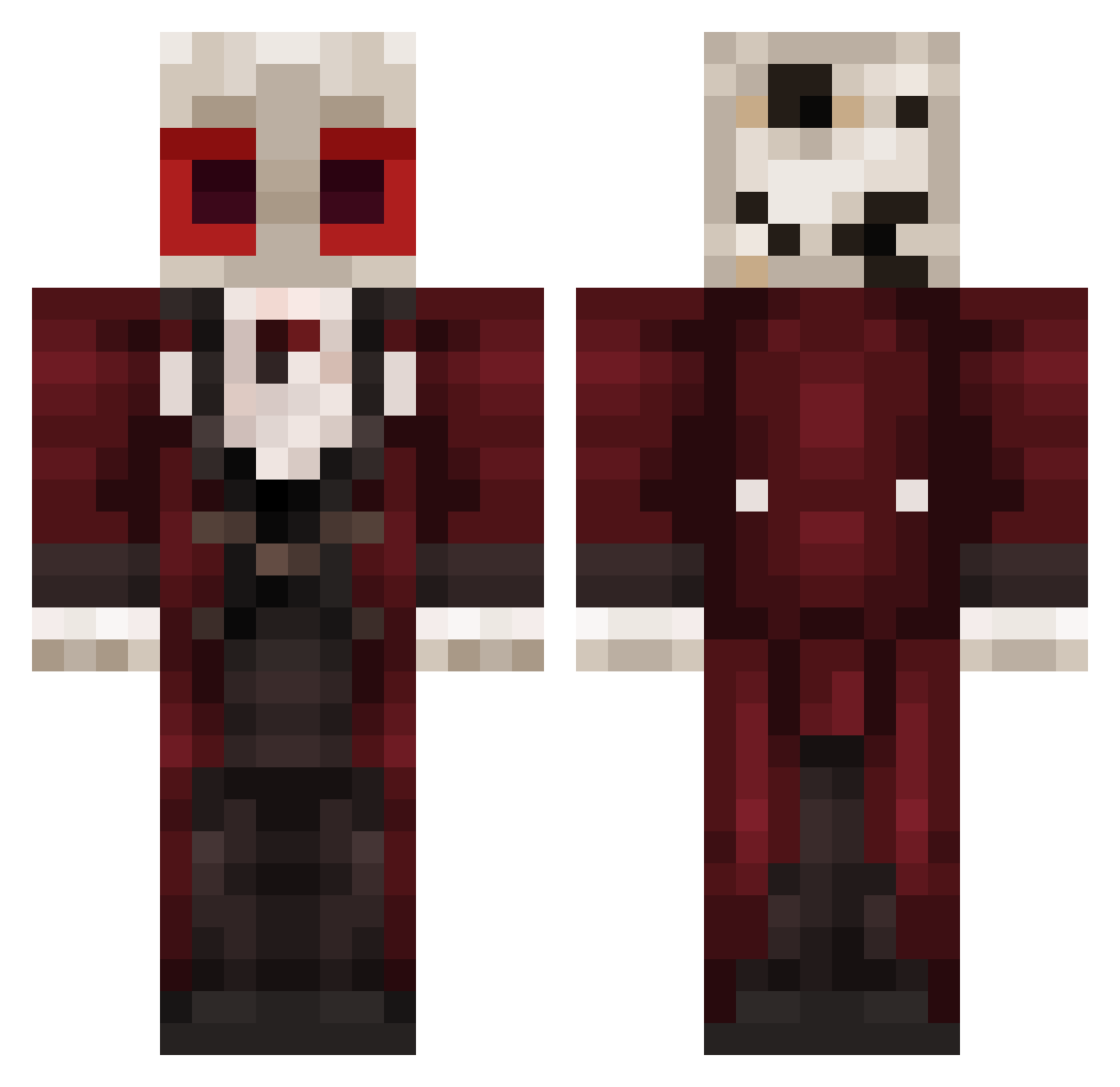 BuriedBoness Minecraft skin, front and back view