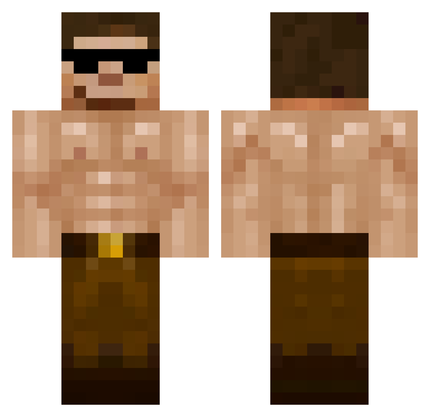 Thriftiness Minecraft skin, front and back view