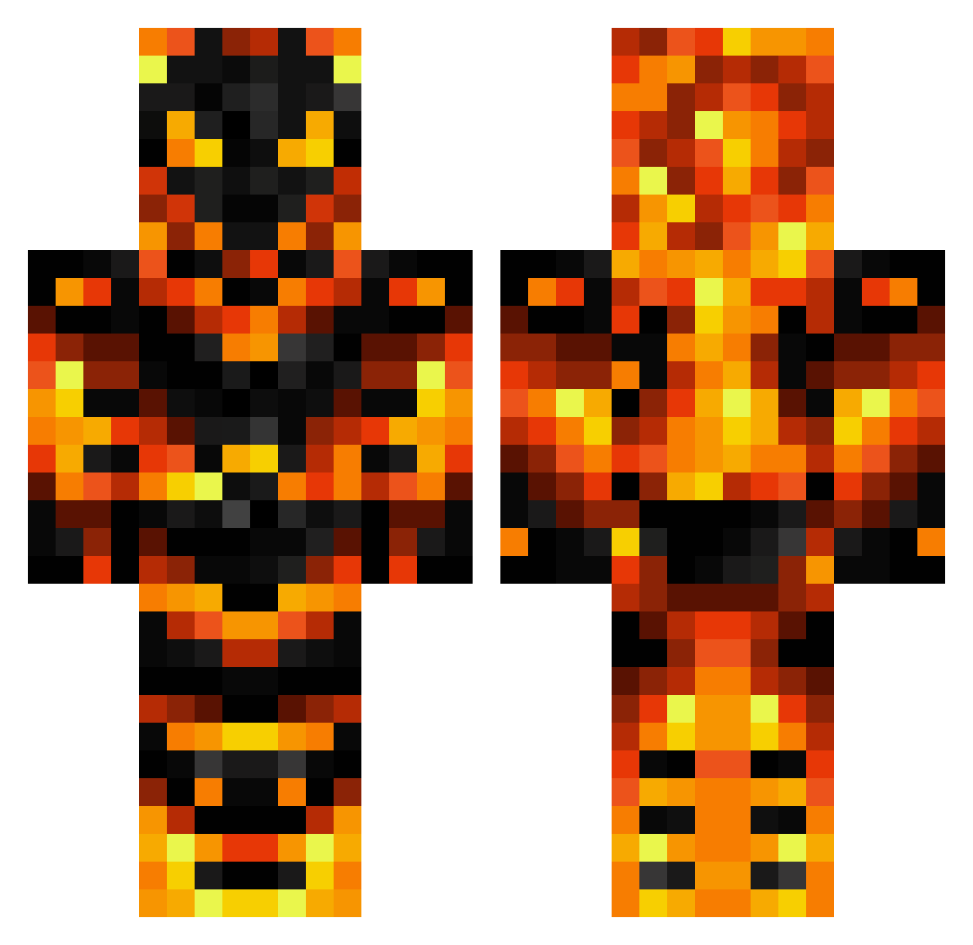 complots Minecraft skin, front and back view