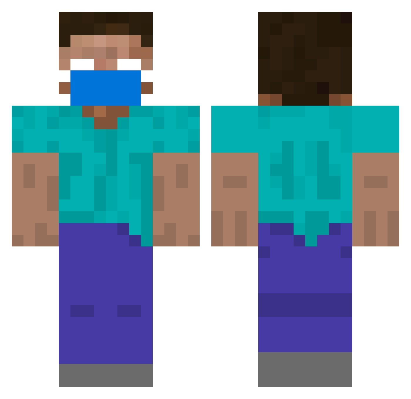 Thorpe Minecraft skin, front and back view