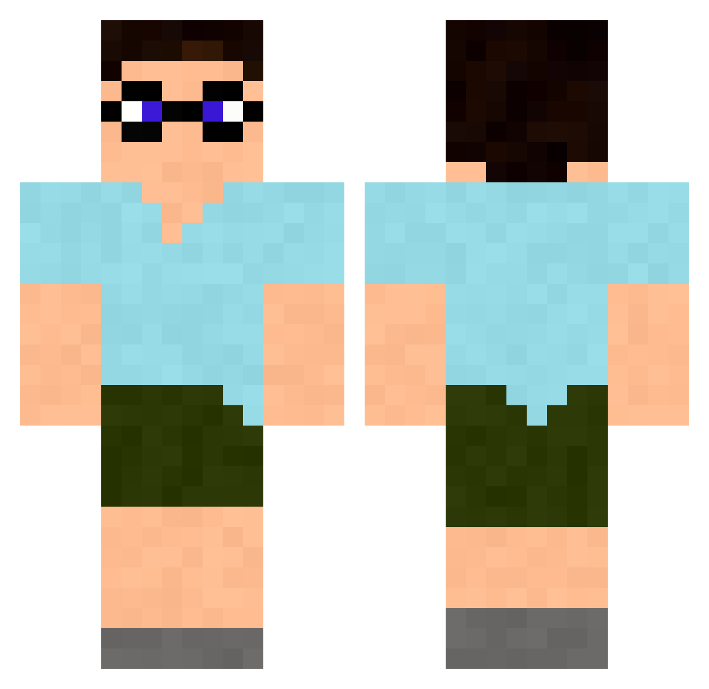 Levelmark Minecraft skin, front and back view