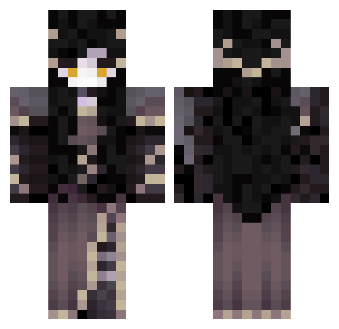 rhizzopuss Minecraft skin, front and back view