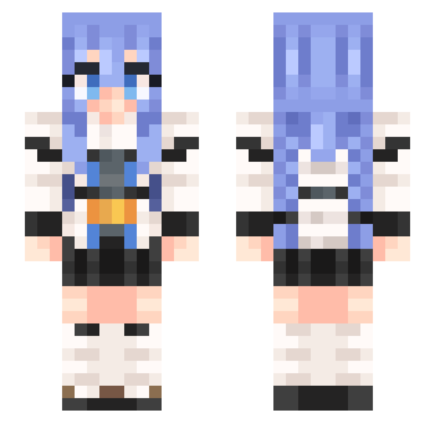 alecious7 Minecraft skin, front and back view