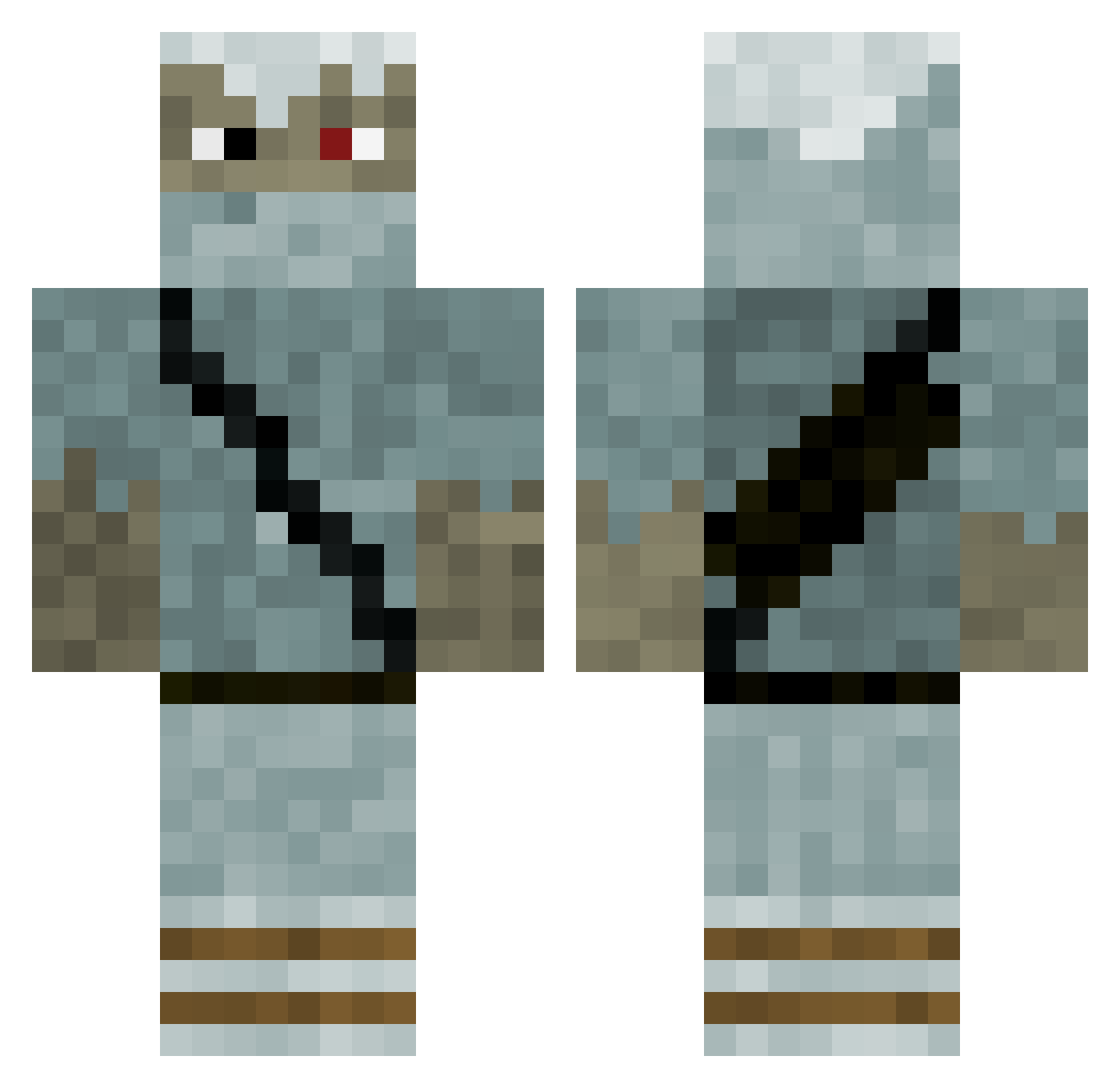 Sisyphus Minecraft skin, front and back view