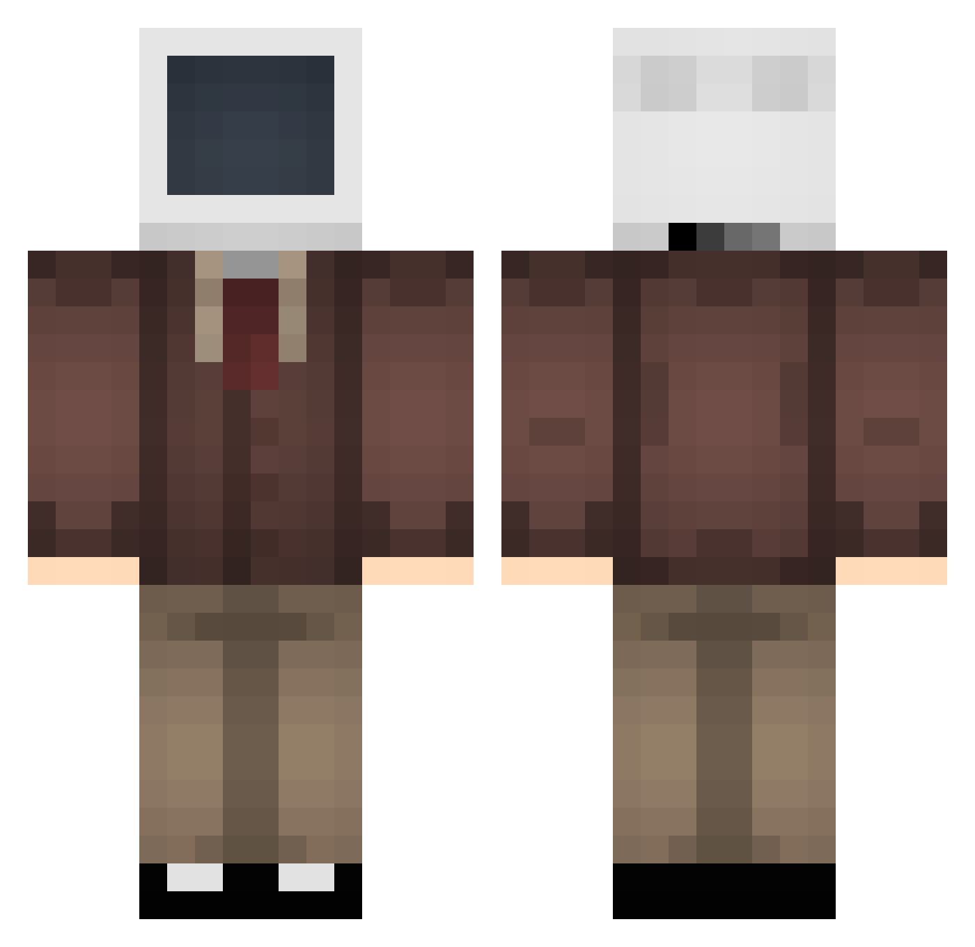 Muveton Minecraft skin, front and back view