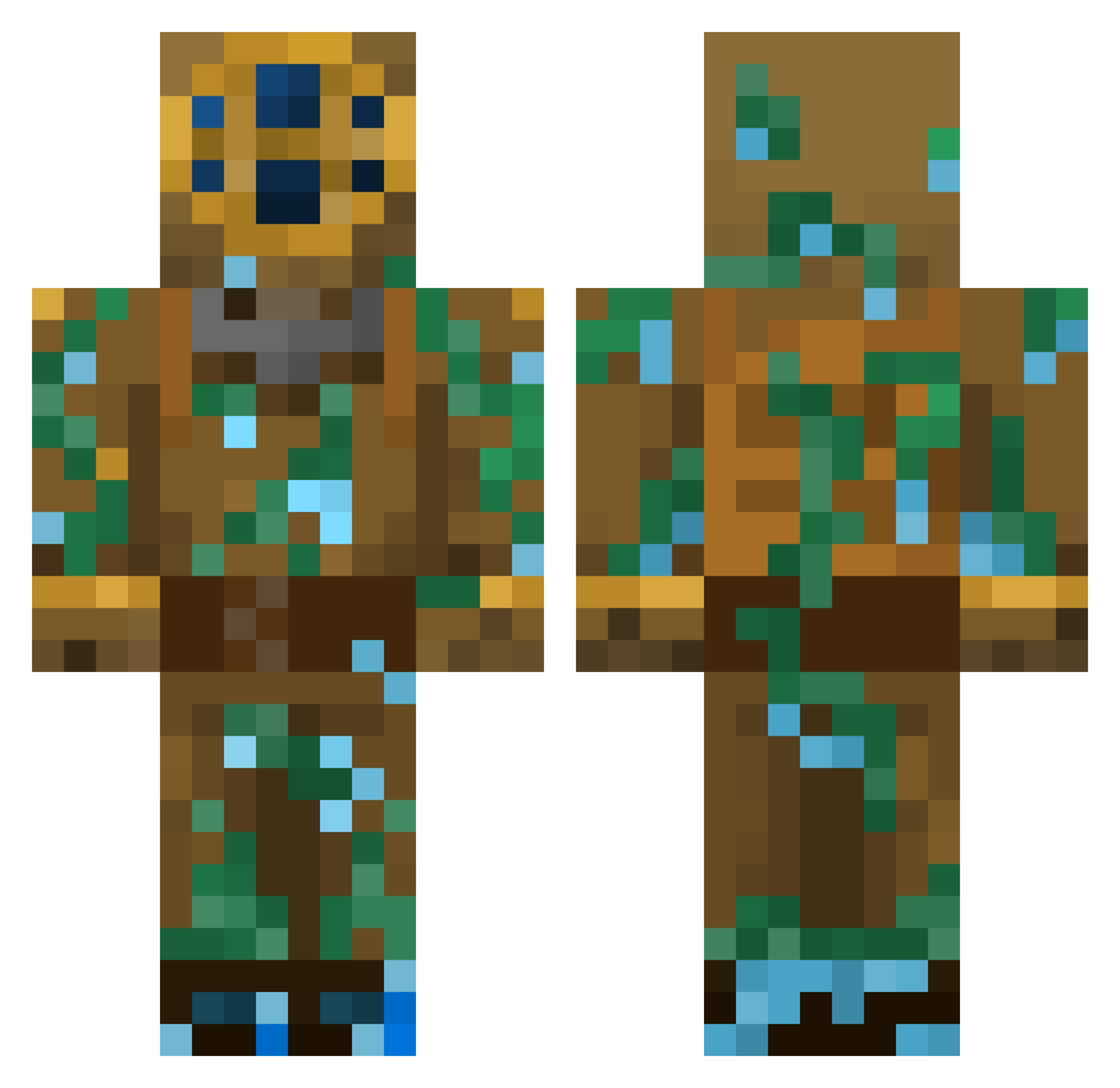 Manrieke Minecraft skin, front and back view