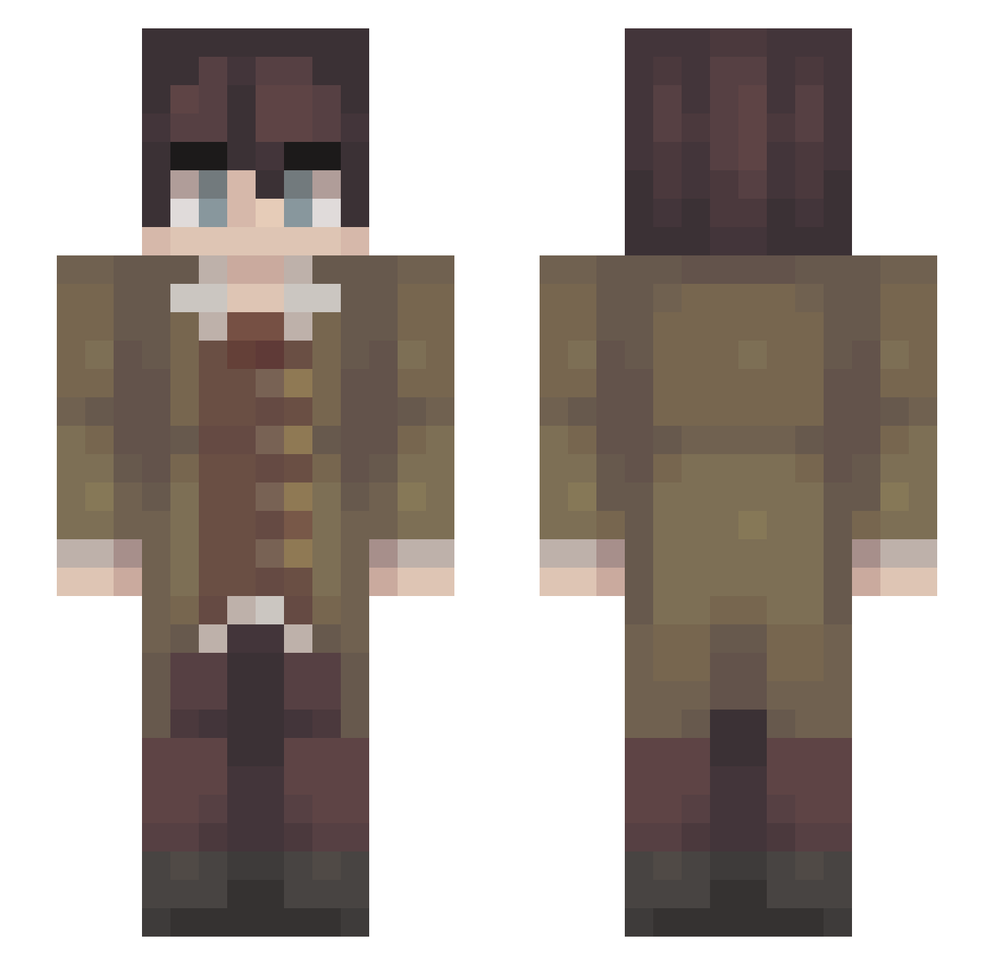Redowas Minecraft skin, front and back view