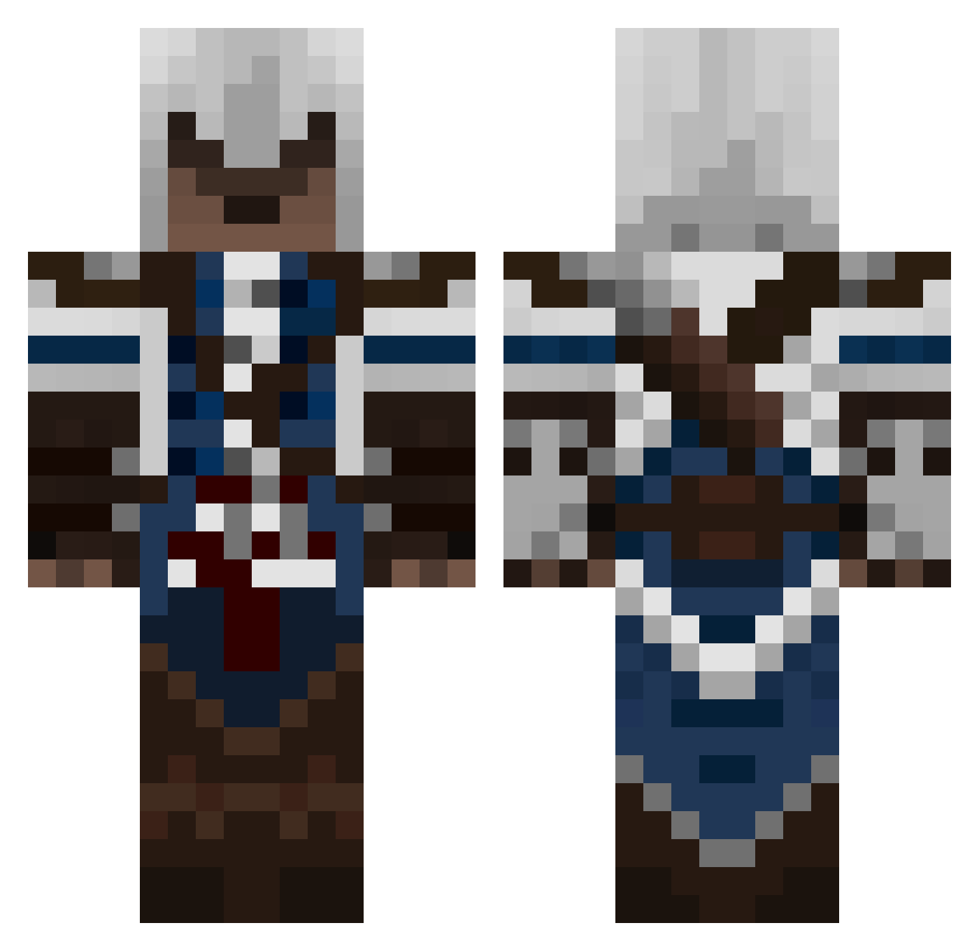 Alleviated Minecraft skin, front and back view