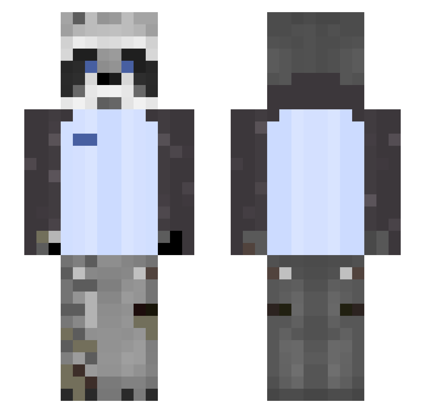 Stegosauria Minecraft skin, front and back view