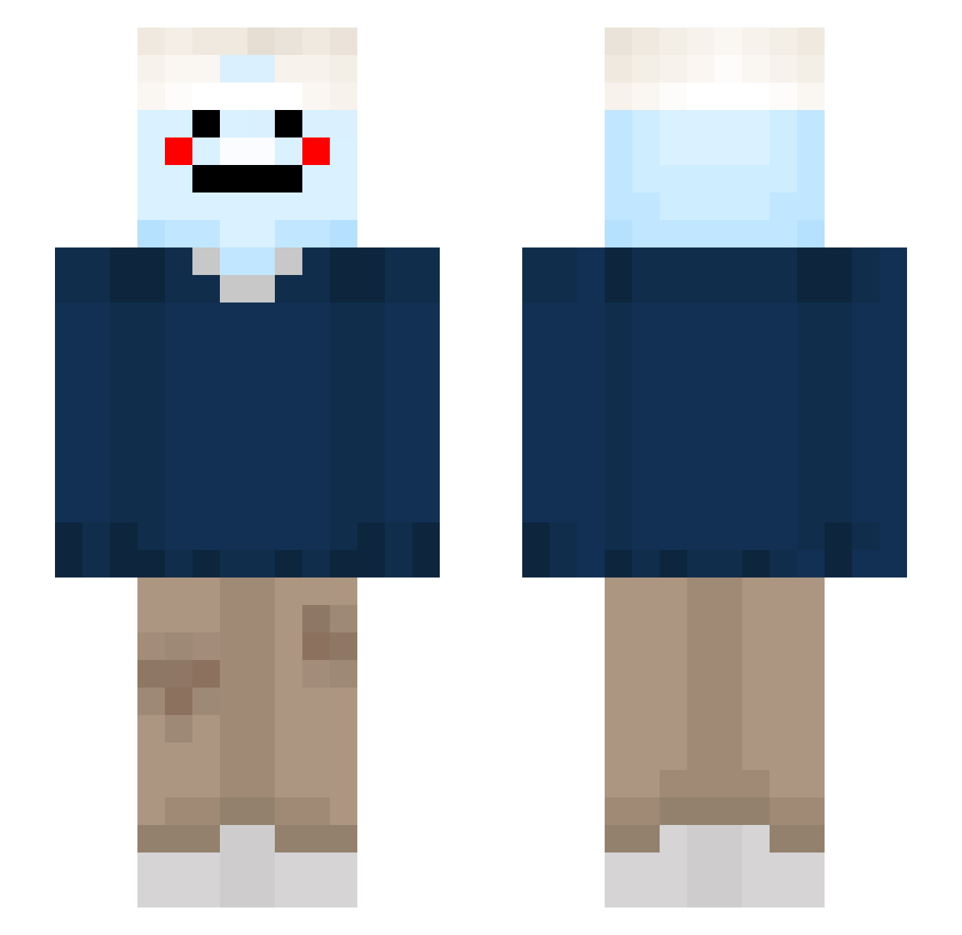 zyrosobased Minecraft skin, front and back view