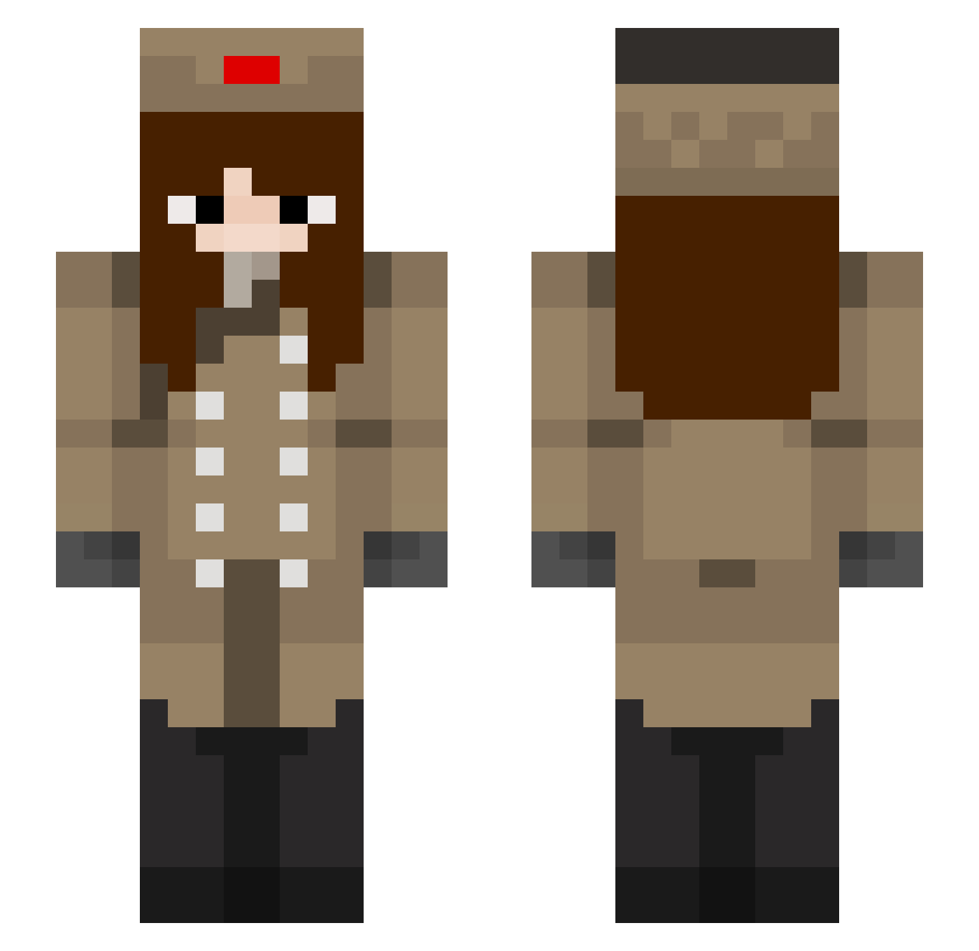 Bacaxe Minecraft skin, front and back view