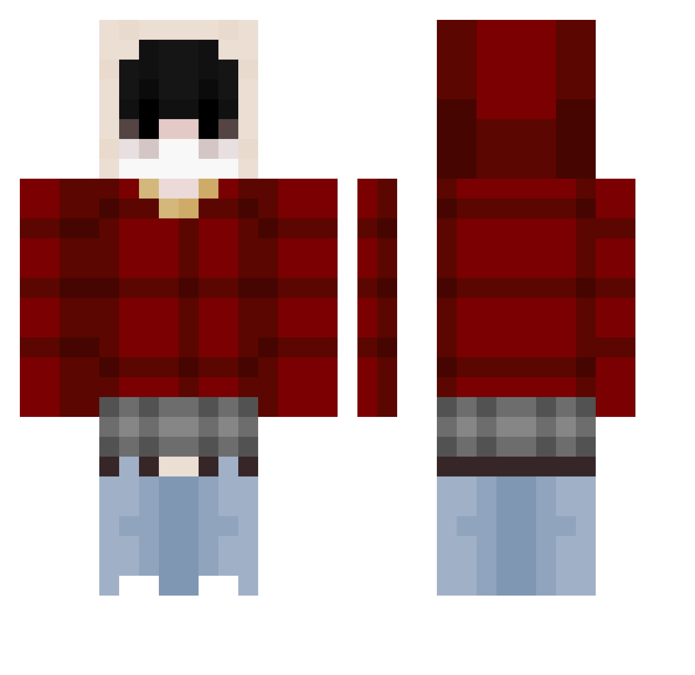 SeftySheeehs Minecraft skin, front and back view