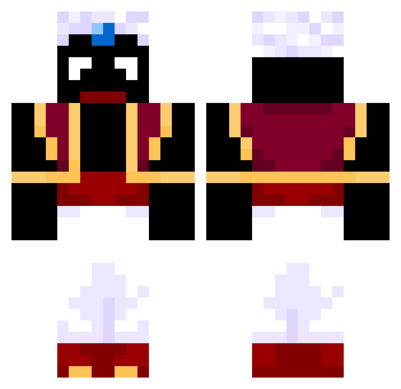 GuyGalaxy Minecraft skin, front and back view