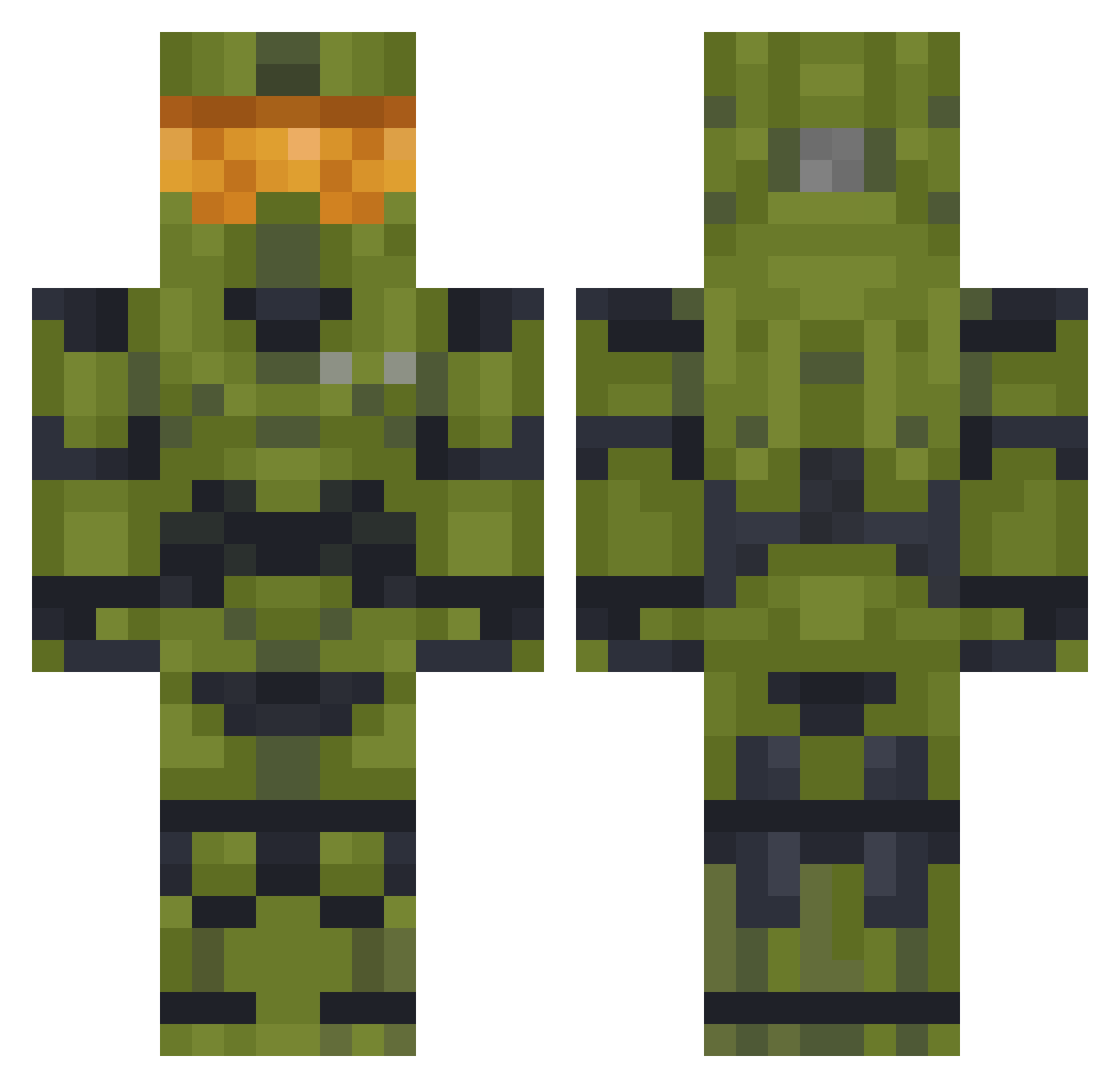 Fadeable Minecraft skin, front and back view