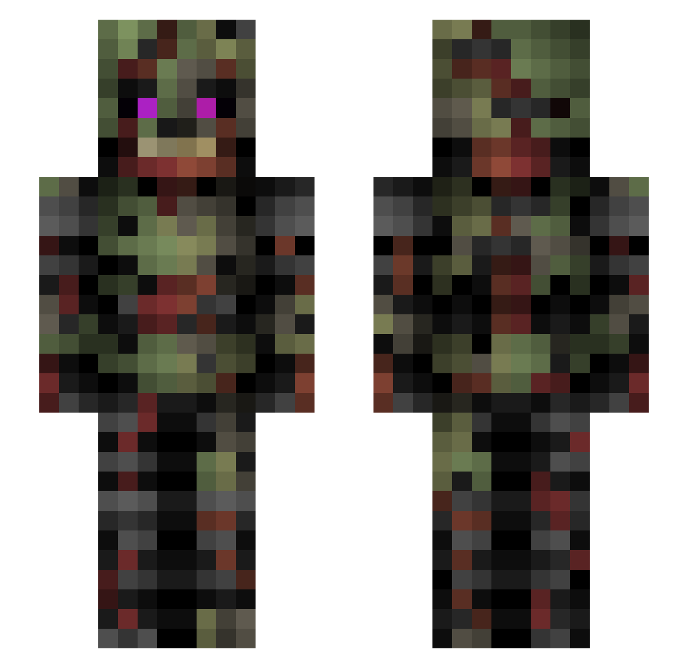 Recayed Minecraft skin, front and back view