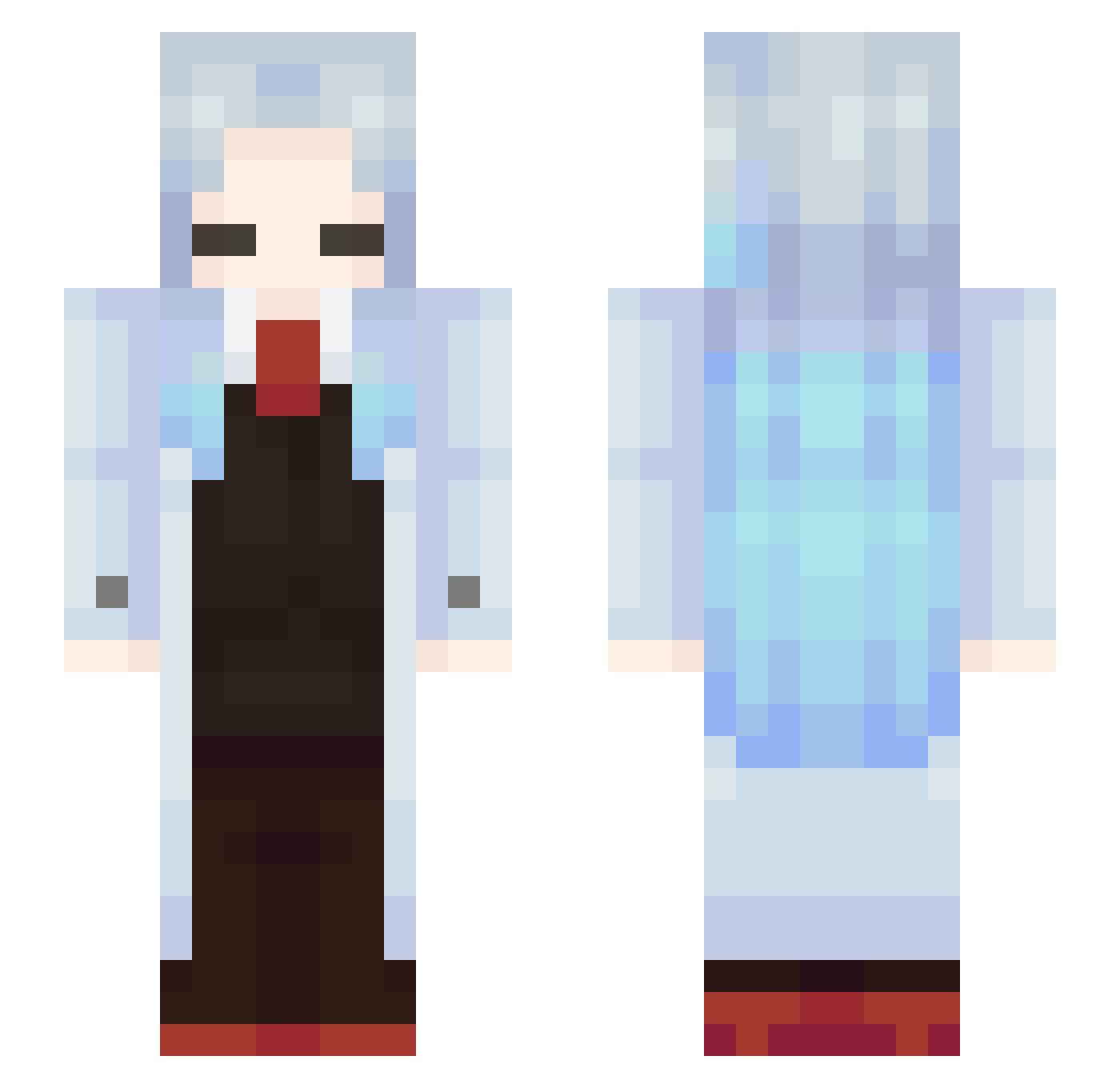 SpaceNex Minecraft skin, front and back view