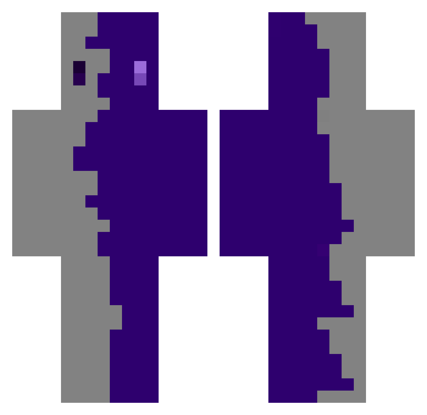 Trained Minecraft skin, front and back view