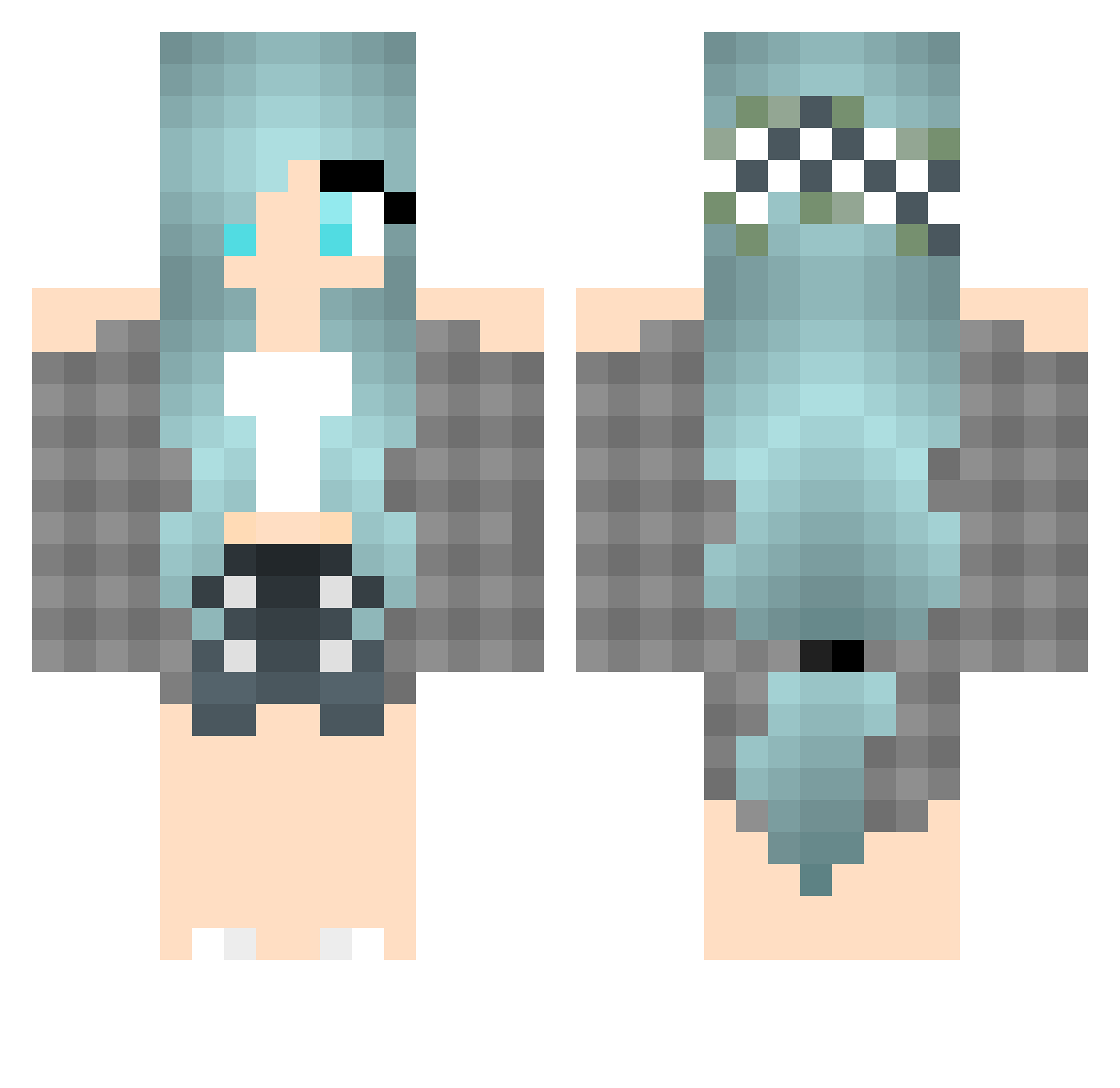 XxwcraftxX Minecraft skin, front and back view