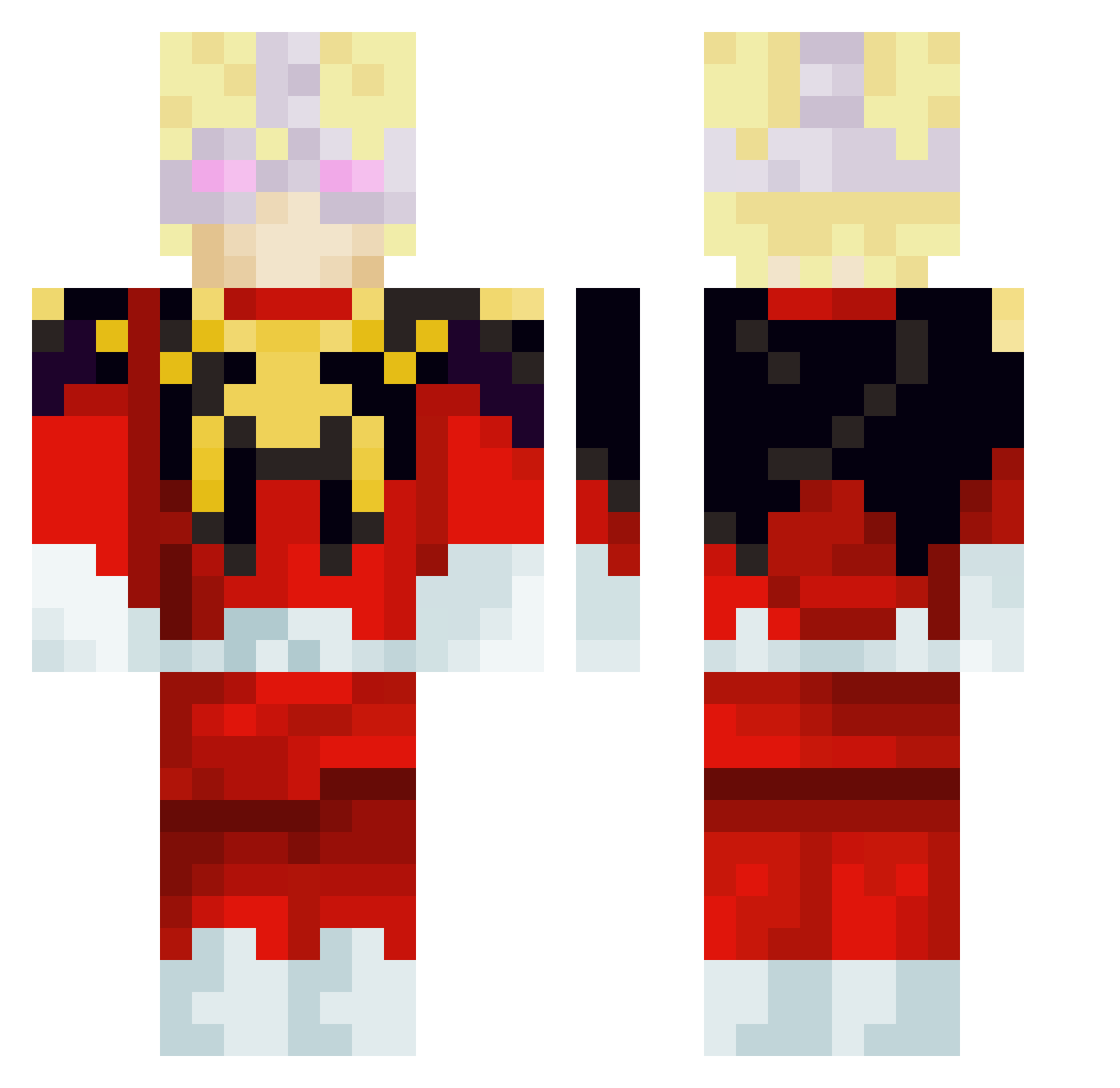 TheAidax Minecraft skin, front and back view