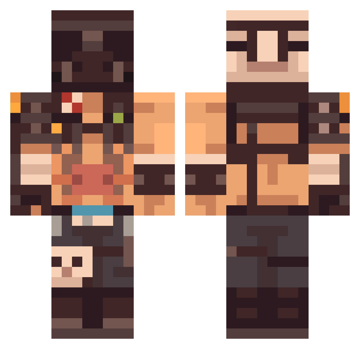 OQM Minecraft skin, front and back view