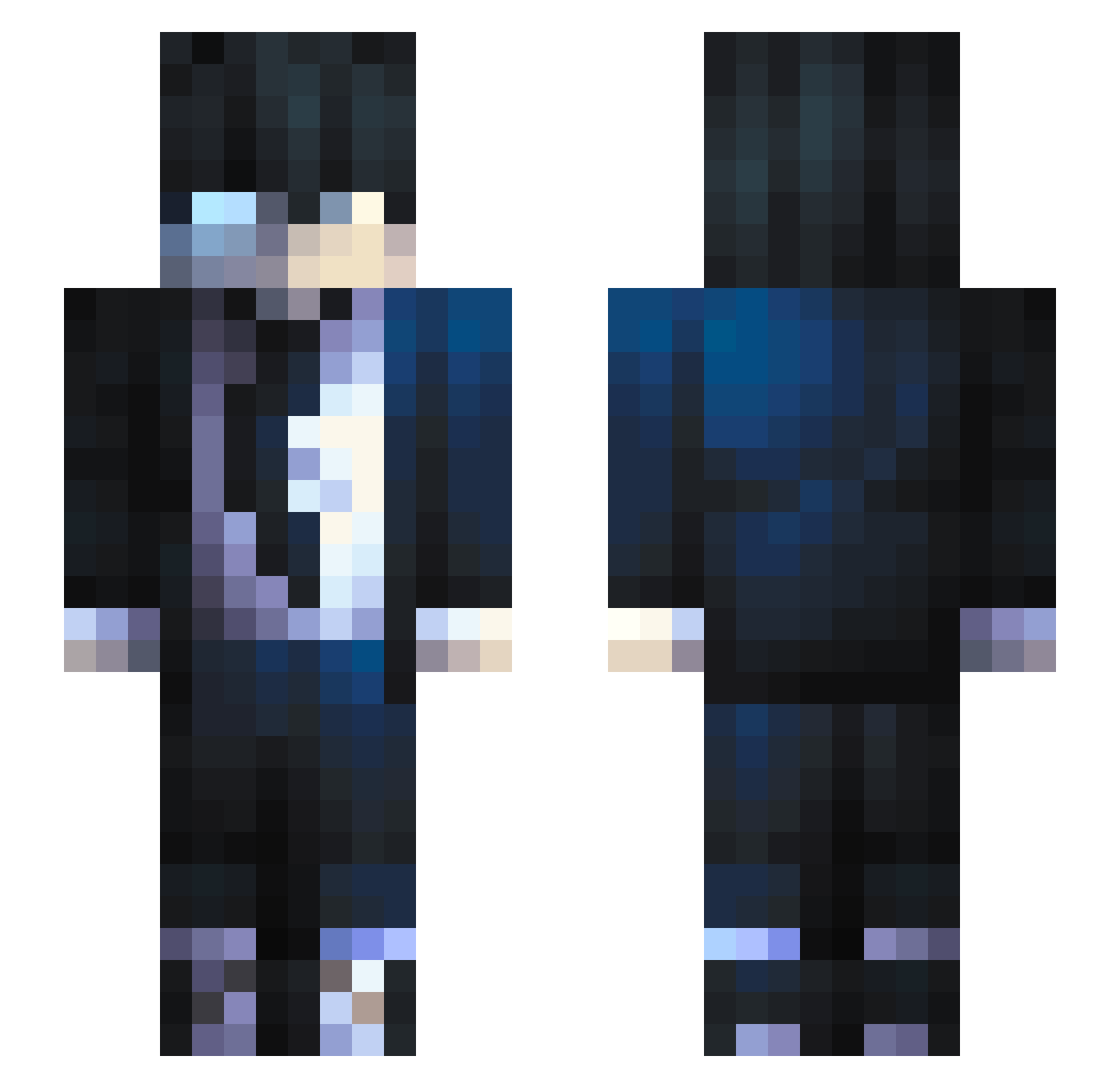 Zyvion Minecraft skin, front and back view