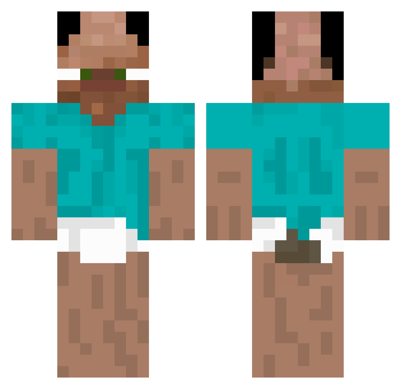 Synthesizings Minecraft skin, front and back view