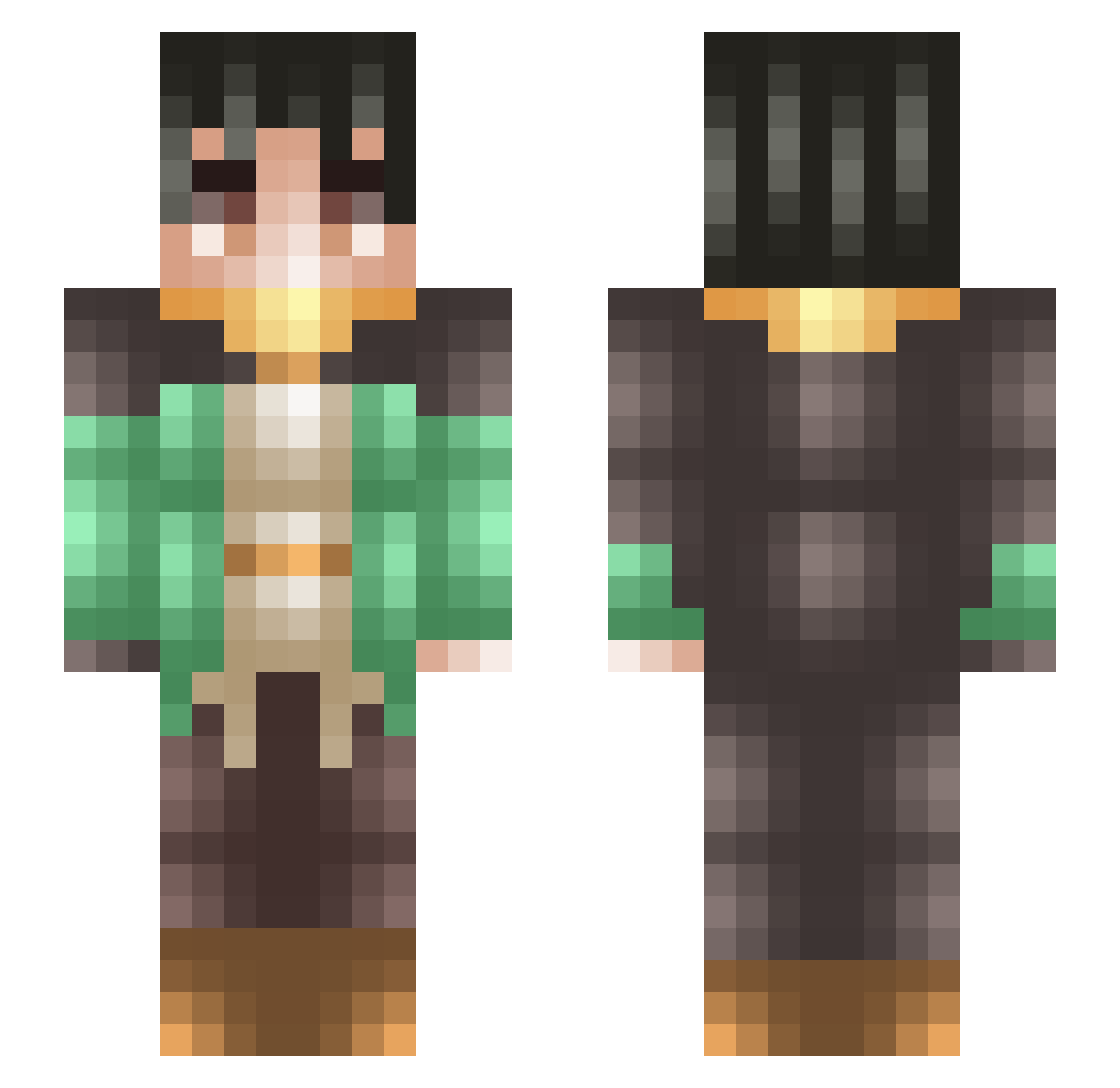Vqmp1re Minecraft skin, front and back view