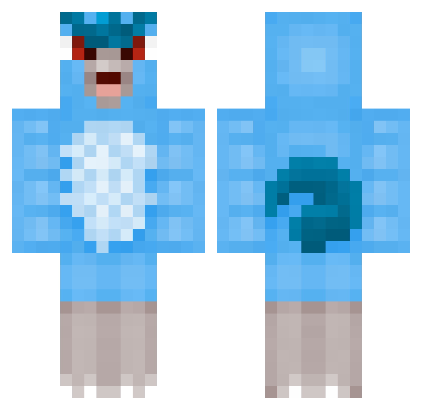 yelinks Minecraft skin, front and back view